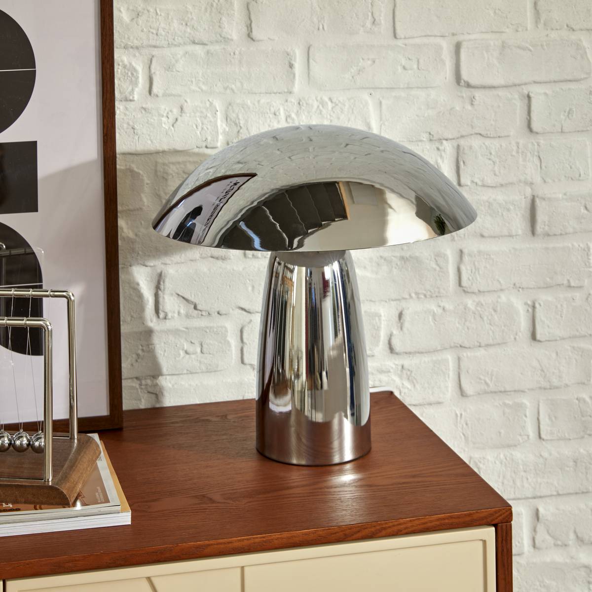 Mushroom Lamp Sector "Omia" Silver, H.34 cm