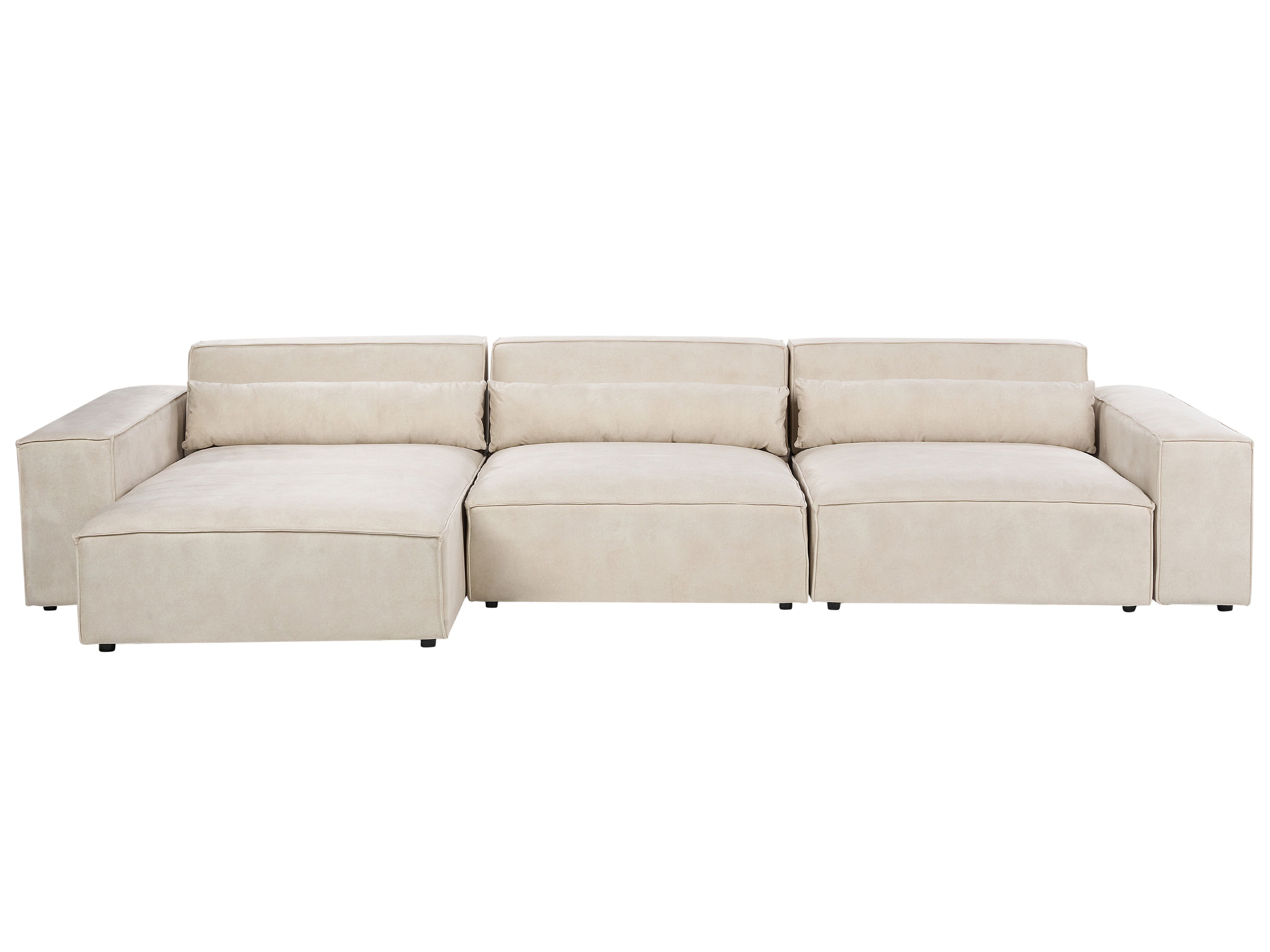 Modular Corner Sofa 4 Seater HELLNAR Velvet Light Beige Right Hand