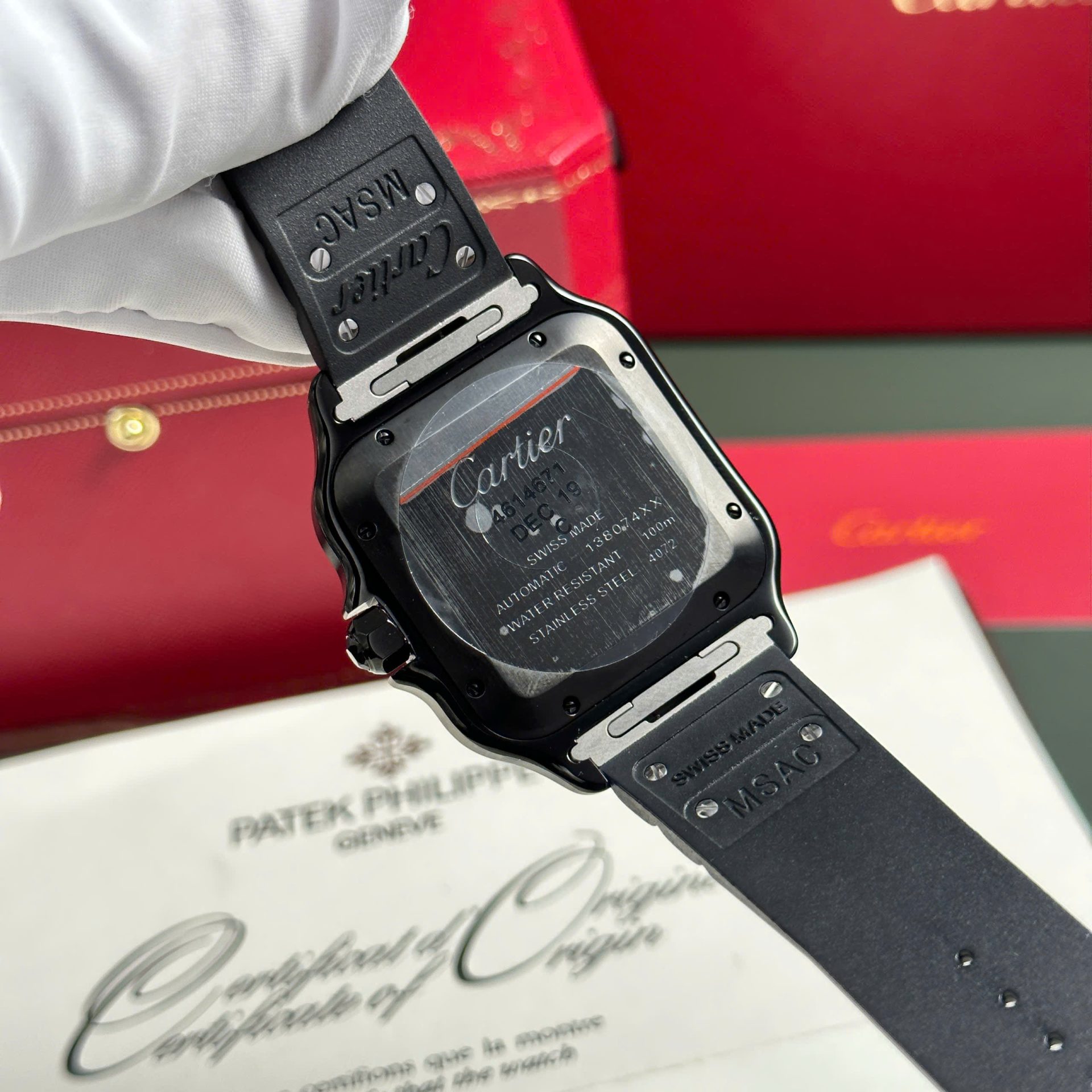 Cartier Santos Black Replica 11 Watch Rubber Strap BV Factory 39.8mm - Top club
