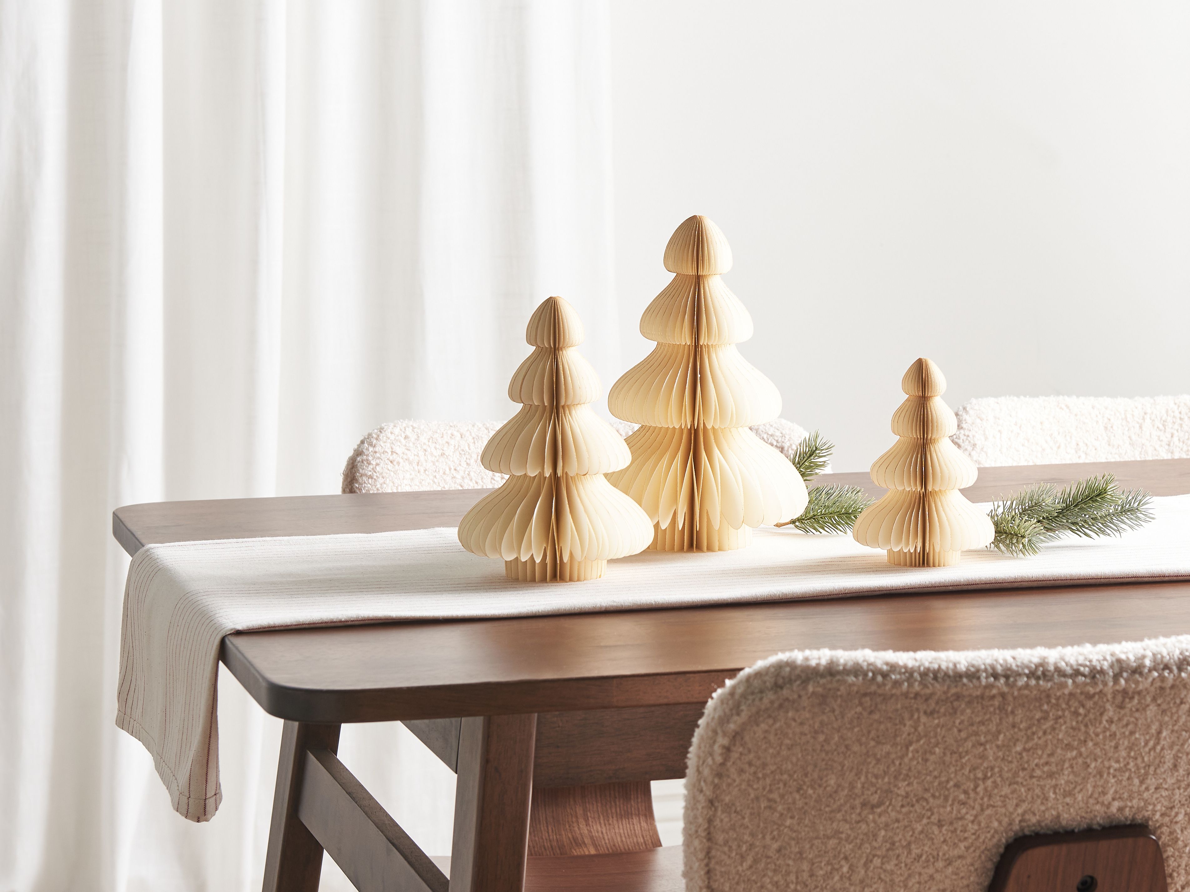 Set of 3 Figurines NILGIRI Christmas Tree 15/20/25 cm Beige