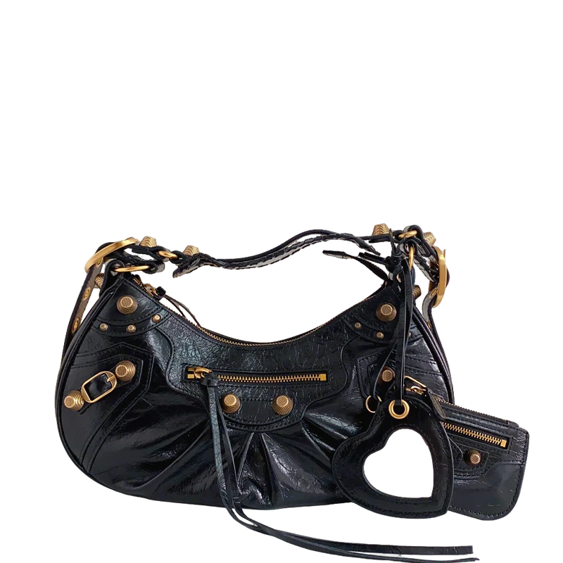 Balenciaga Le Cagole Hobo Bag With Gold Hardware And Heart - Shaped Pouch For Edgy Style Style No.3316 - Replicaclubs