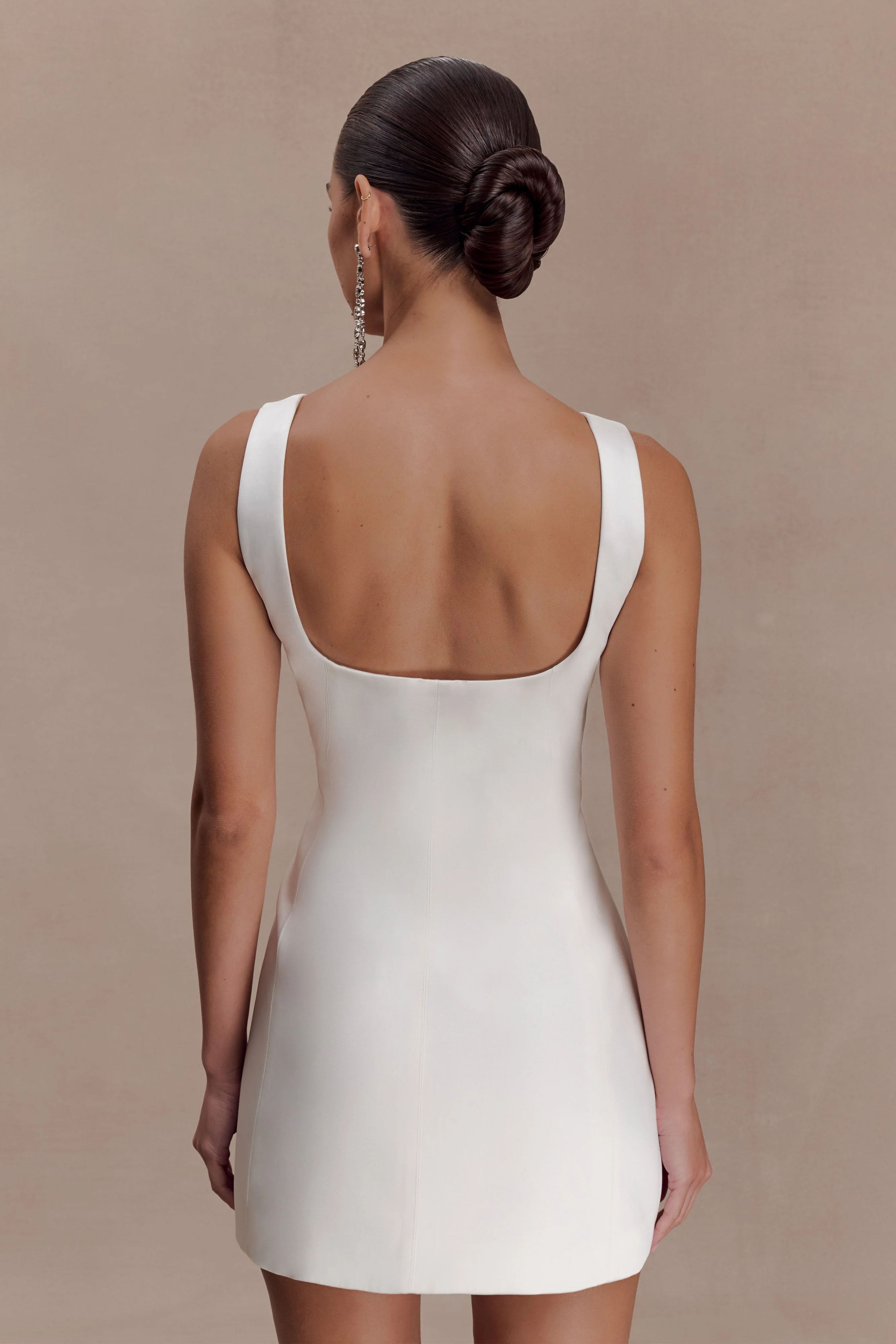 Beth Satin Mini Dress - White