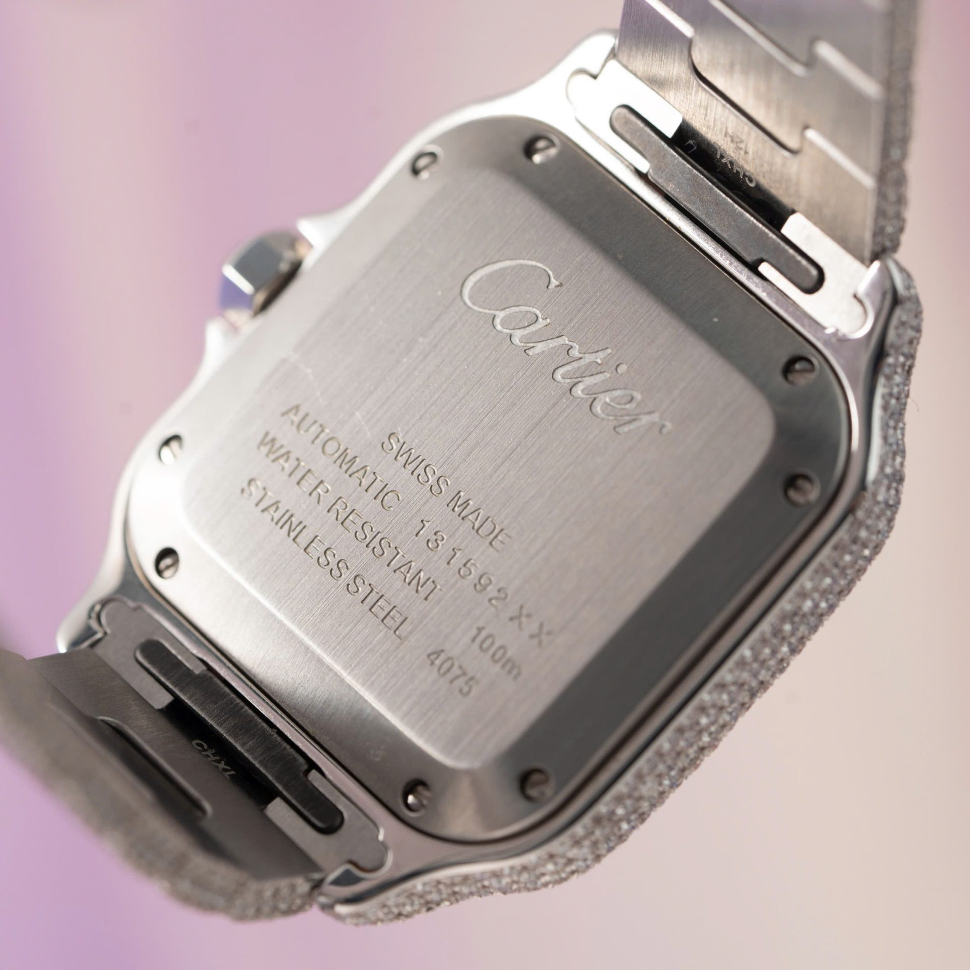 Cartier Santos Replica Watch With Full Diamond Moissanite Hong Kong 35mm - Top club