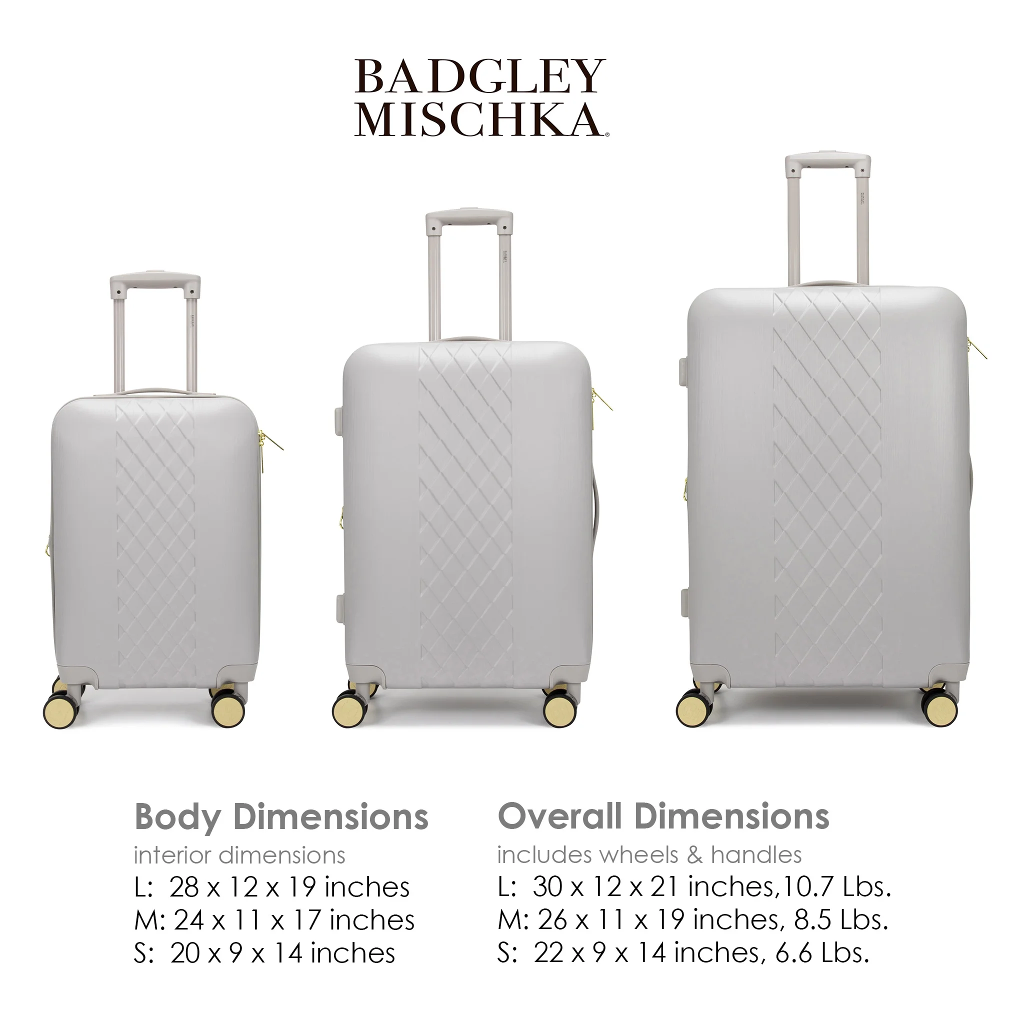 BADGLEY MISCHKA Diamond 3 Piece Expandable Luggage Set (Black) - Image 15