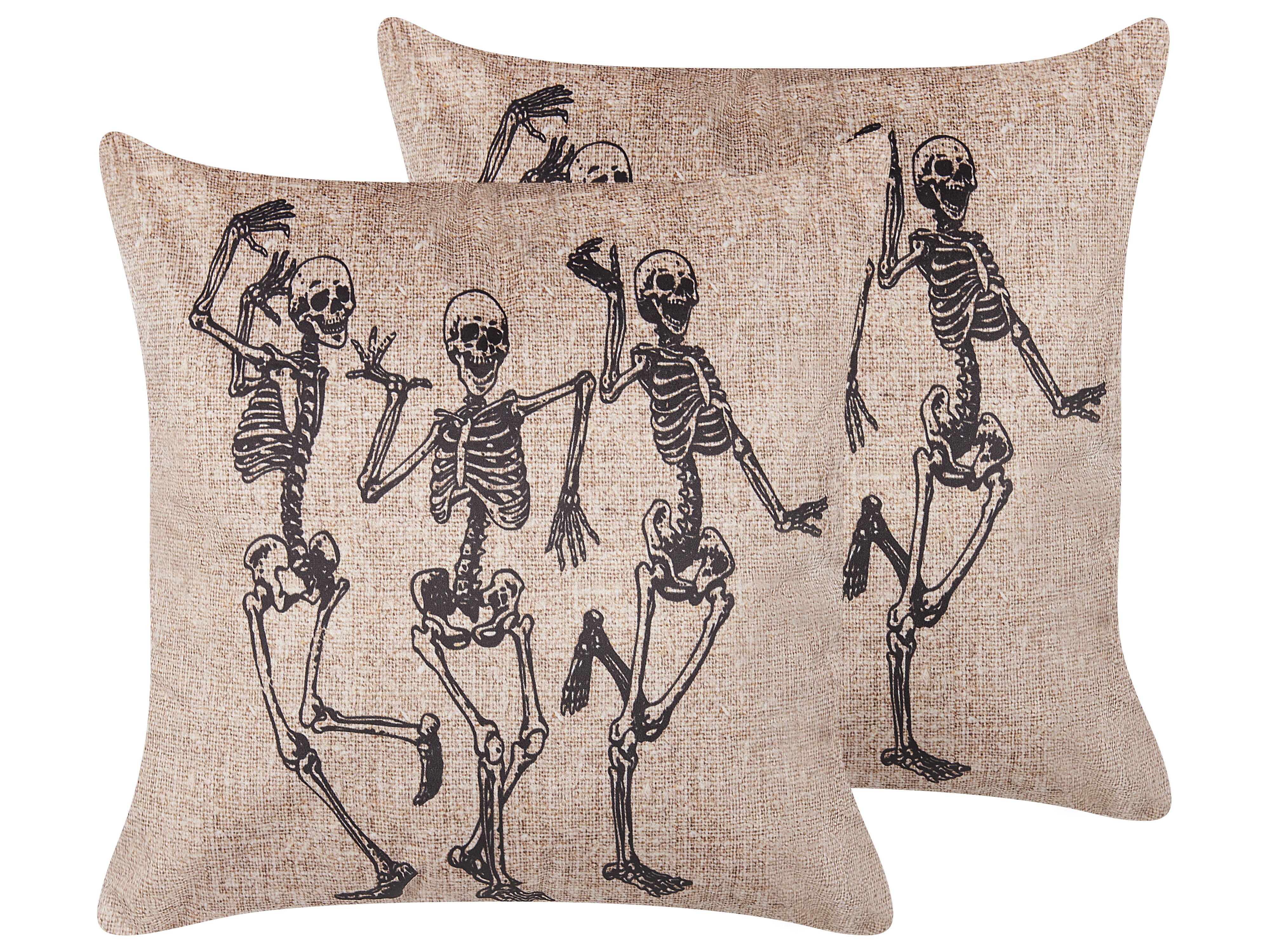 Set of 2 Decorative Cushions MORTESTI Velvet 45 x 45 cm Light Beige Abstract Pattern