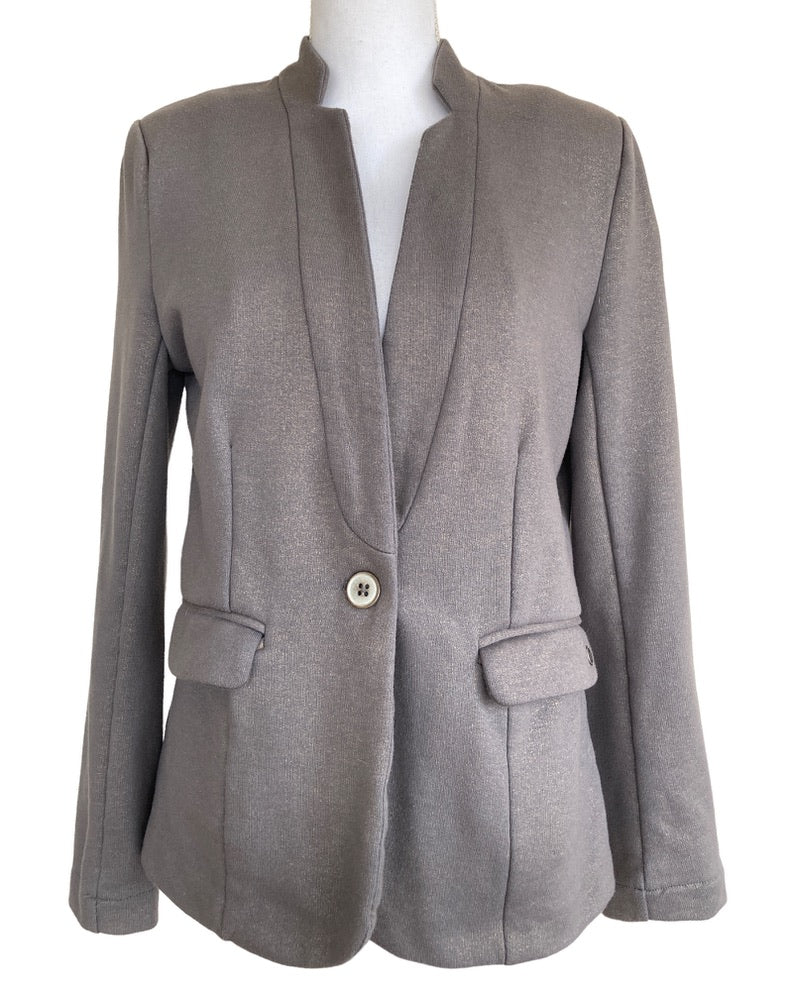 Garcia Jeans Grey Metallic Knit Blazer, L