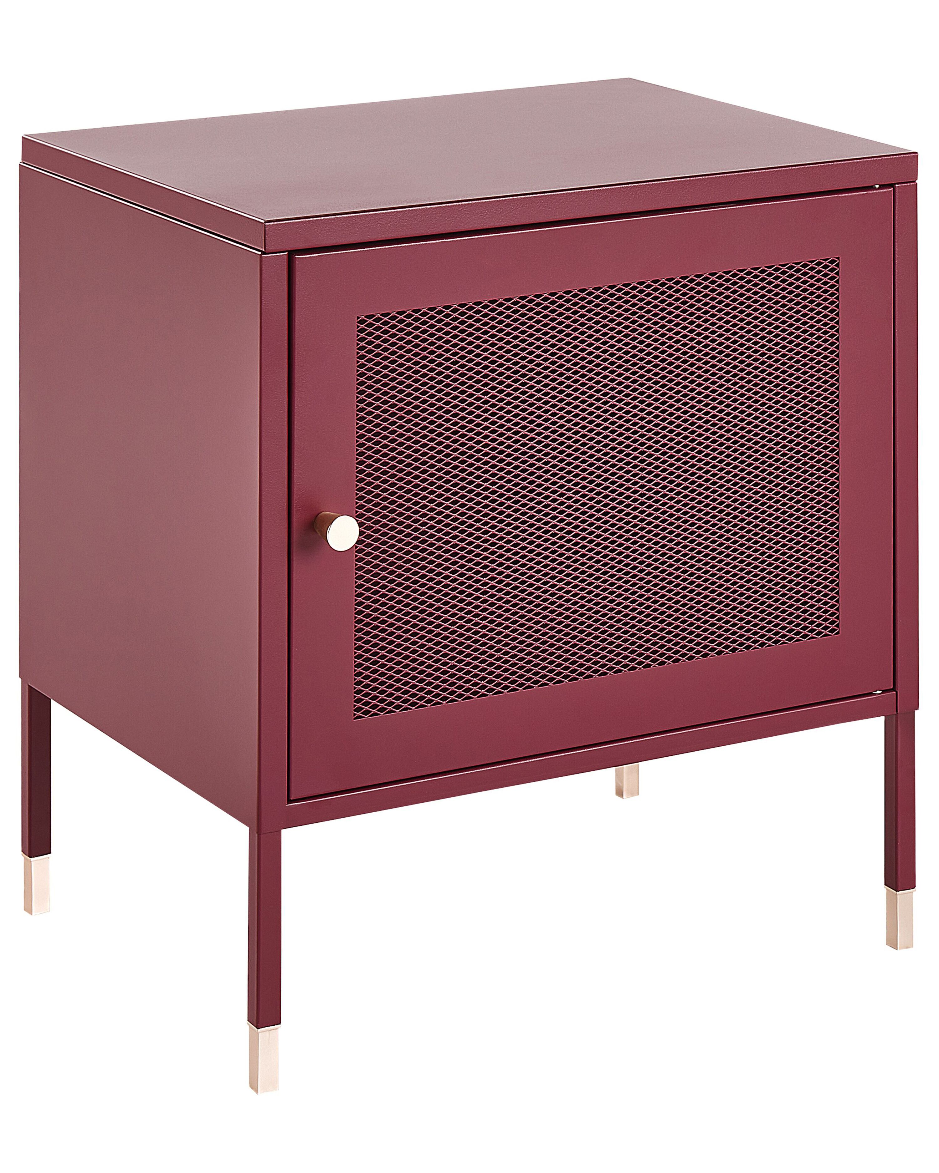 Bedside Table OSSETT Metal Dark Red