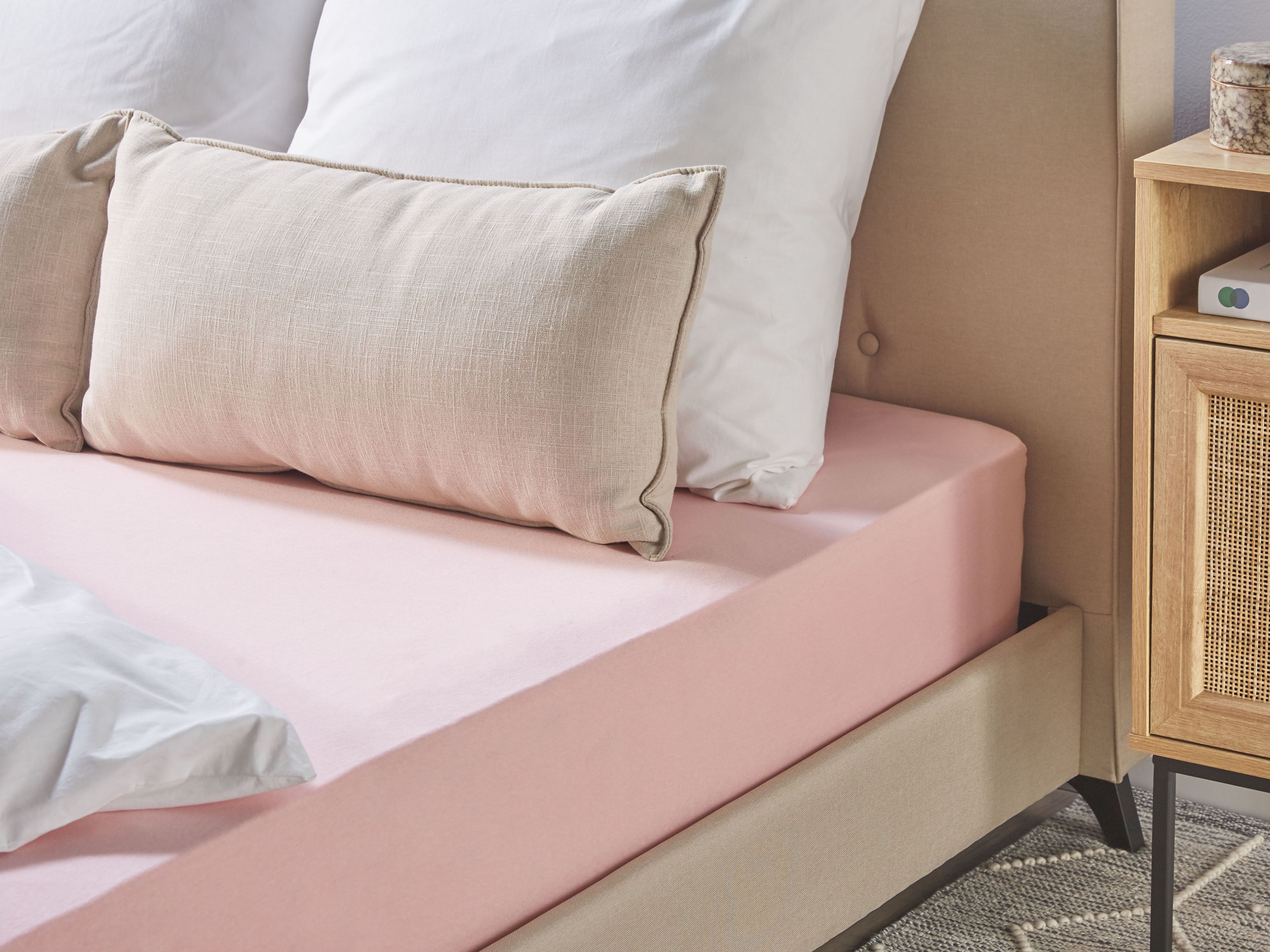 Fitted Sheet HOFUF Cotton 90 x 200 cm Pink