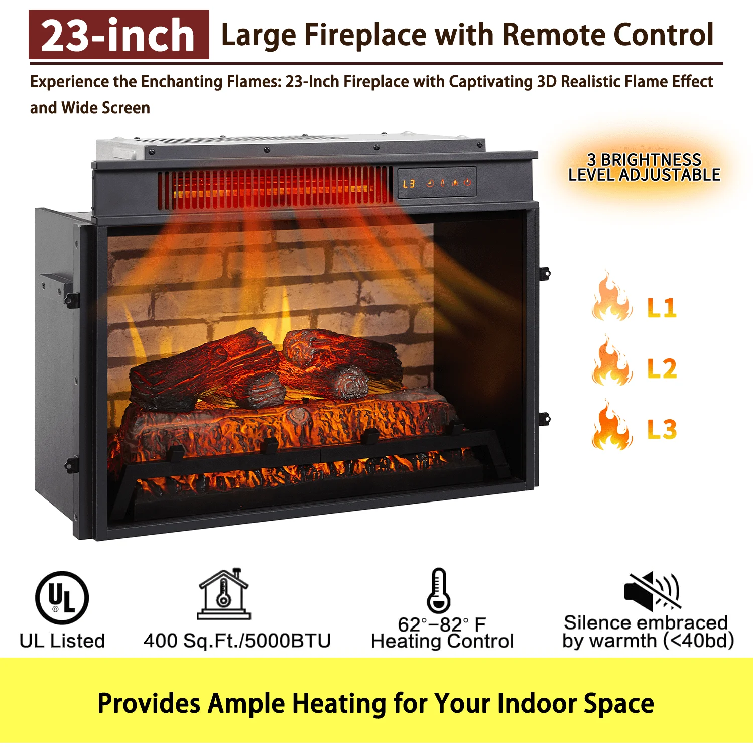 SinCiDo Electric Fireplace with Mantel for 42