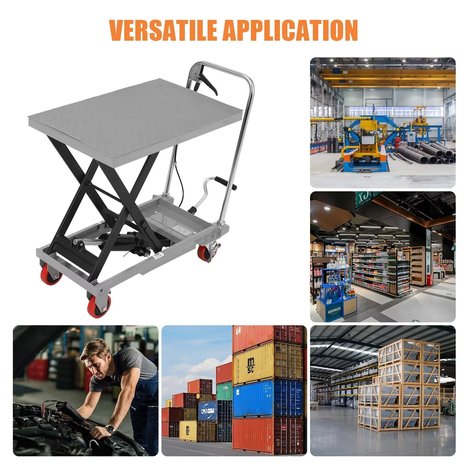 Hydraulic Lift Table Cart, 500lbs Capacity 59" Lifting Height, Single Scissor Lift Table Cart with 4 Wheels and Non-Slip Pad, Manual Elevating Cart for Material Handling Transportation - Image 16