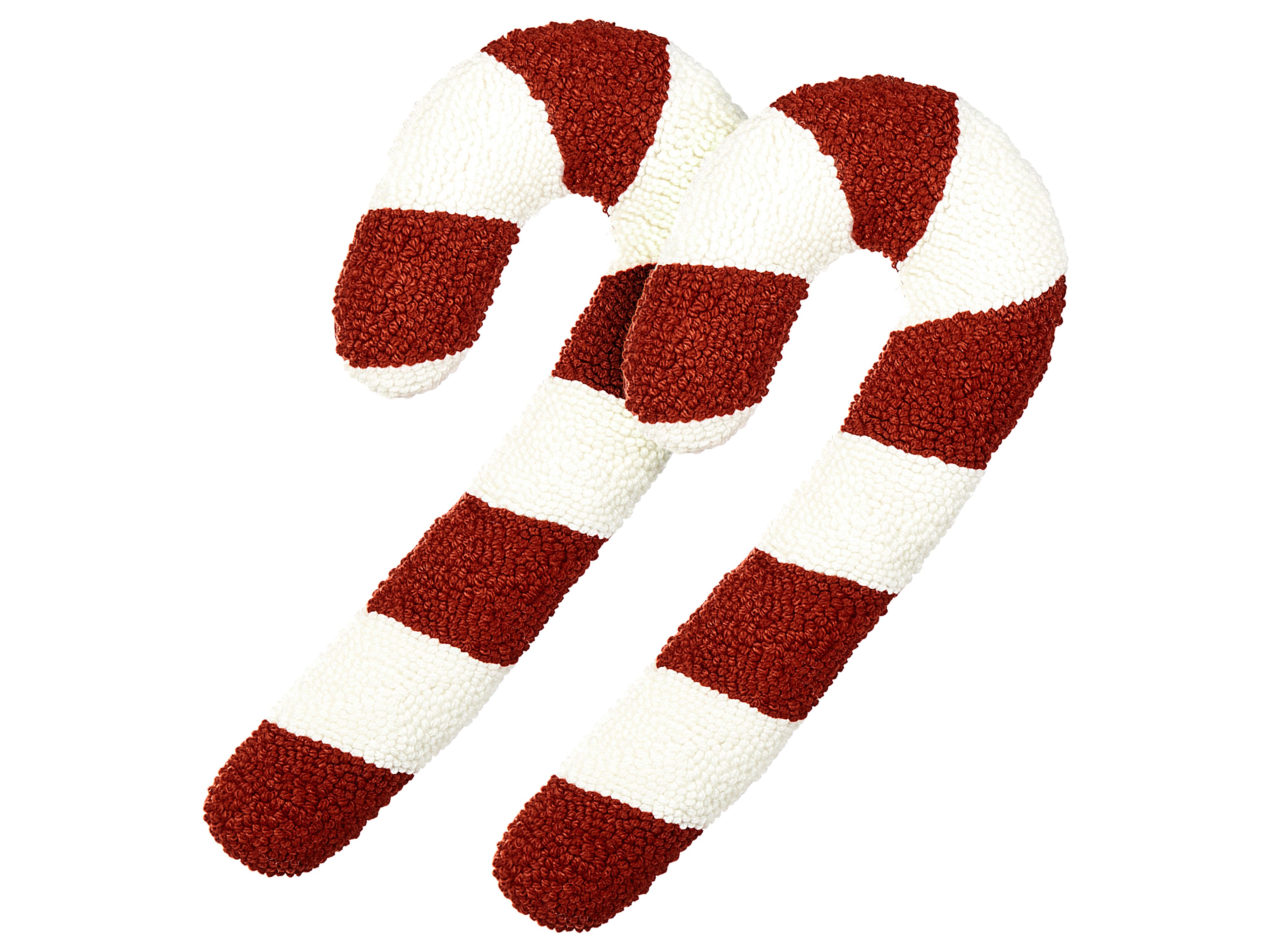 Set of 2 Decorative Cushions CANDY CANE Boucle 22 x 55 cm Red Christmas Motif