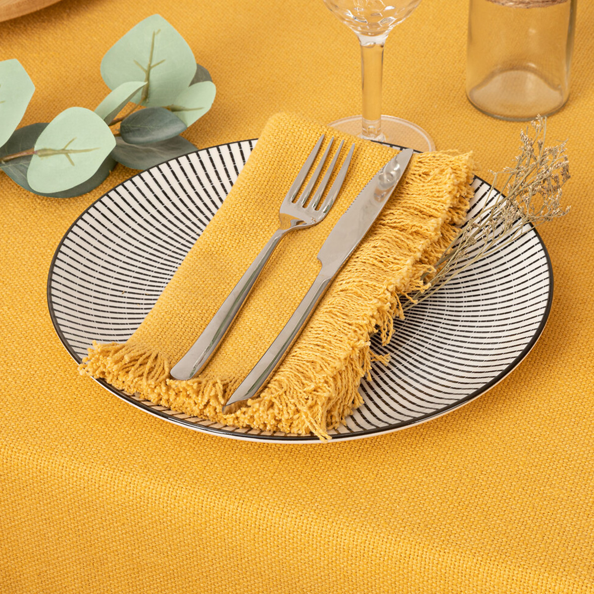 Set of 2 napkins "Maha" Mustard yellow, 40x40 cm
