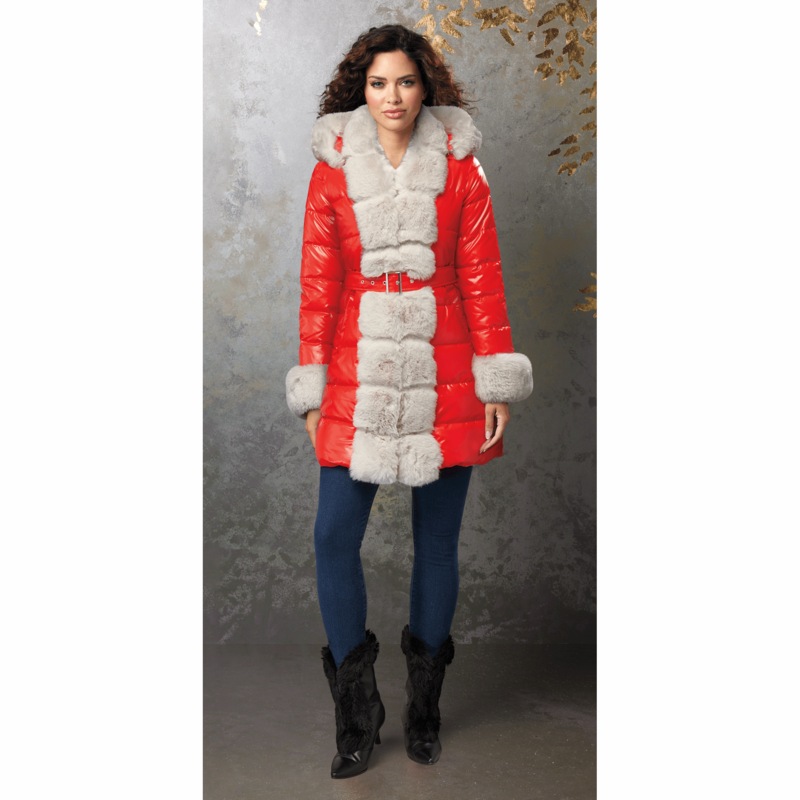 Amor Mid-Length Women's Statement Puffer Jacket with Faux-Fur Trim - MIDNIGHT VELVET CATALOG