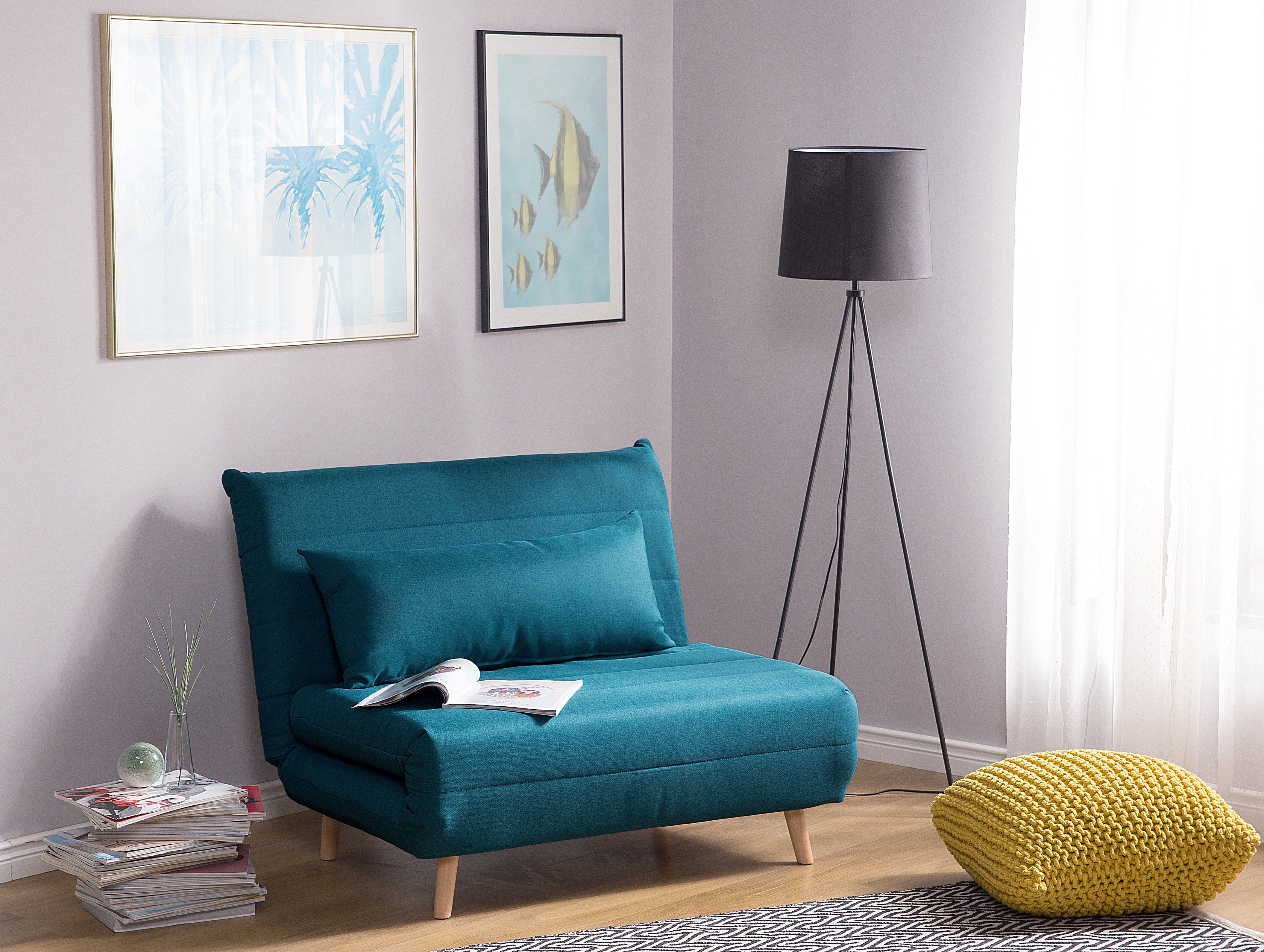 Single Sofa Bed SETTEN Fabric Sea Blue