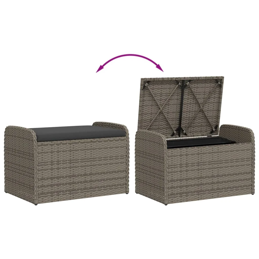 vidaXL Storage Bench with Cushion Outdoor Garden Seat Furniture Poly Rattan - Image 60