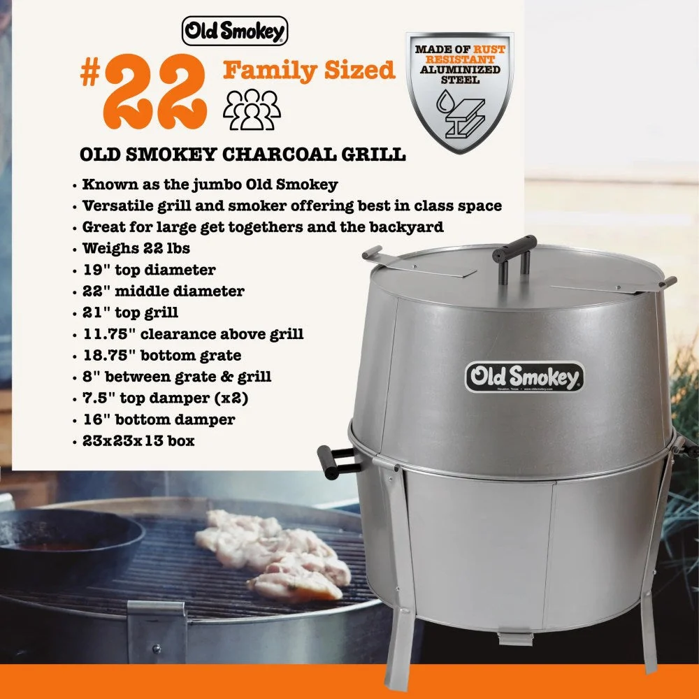 Old Smokey 22 Inch Portable Charcoal Grill - #22 - Image 7 Old Smokey 22 Inch Portable Charcoal Grill - #22 - Image 7