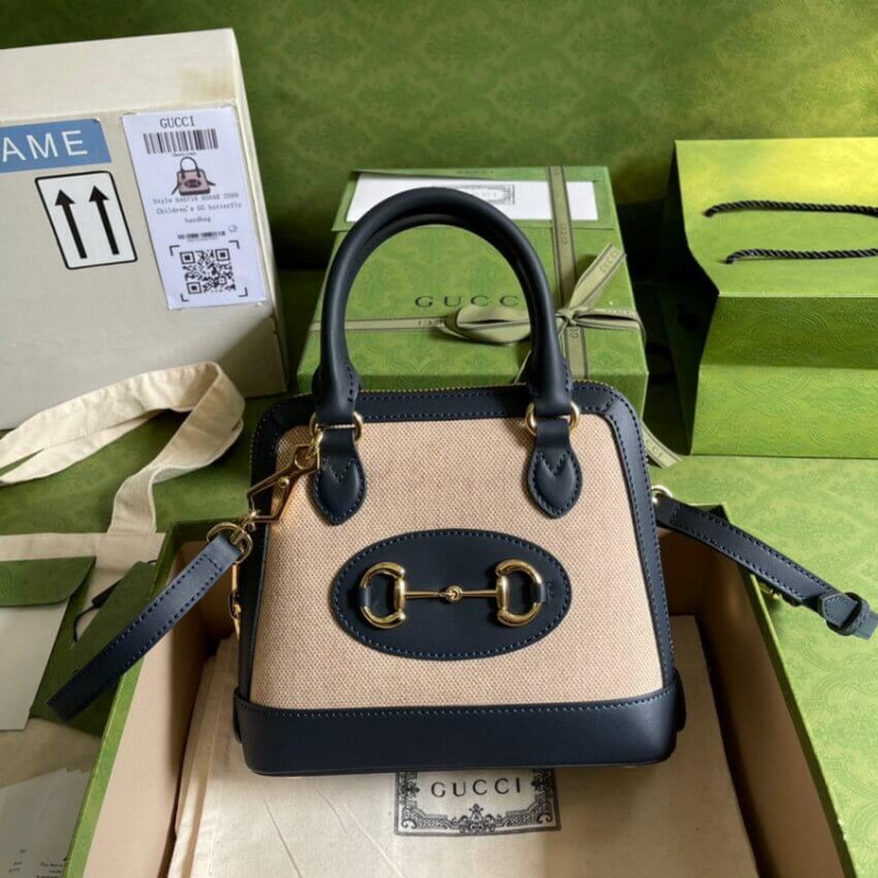 Replica Gucci Horsebit 1955 Mini Top Handle Bag 640716 In Beige Canvas1:1High-quality replica