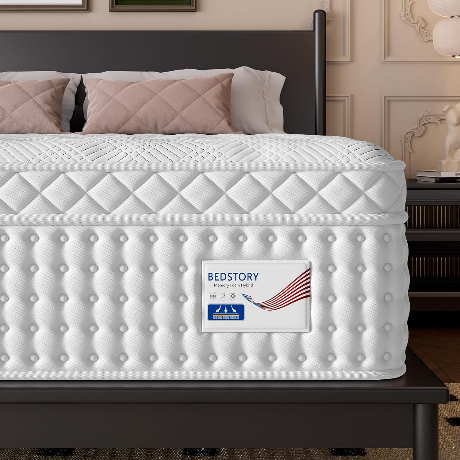 BedStory 14 Inch Firm King Size Mattress, Luxury Hybrid Mattress in a Box for Zoned Pressure and Pain Relief, Signature Collection Deep Sleep Mattresses, 10 Years Warranty,365 Nights Trial