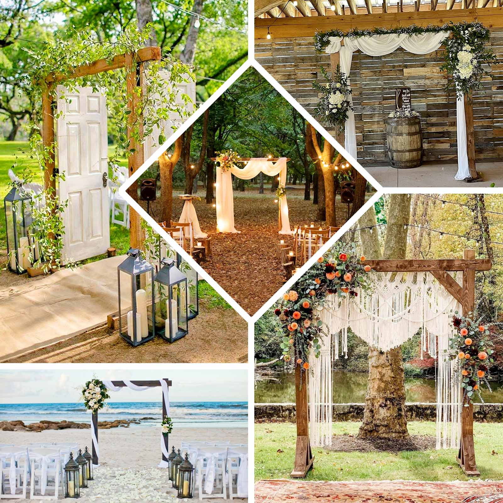 Efavormart 7FT Rustic Square Wedding Arch Wooden Backdrop Stand, Wedding Ceremony Arch - Brown - Image 8