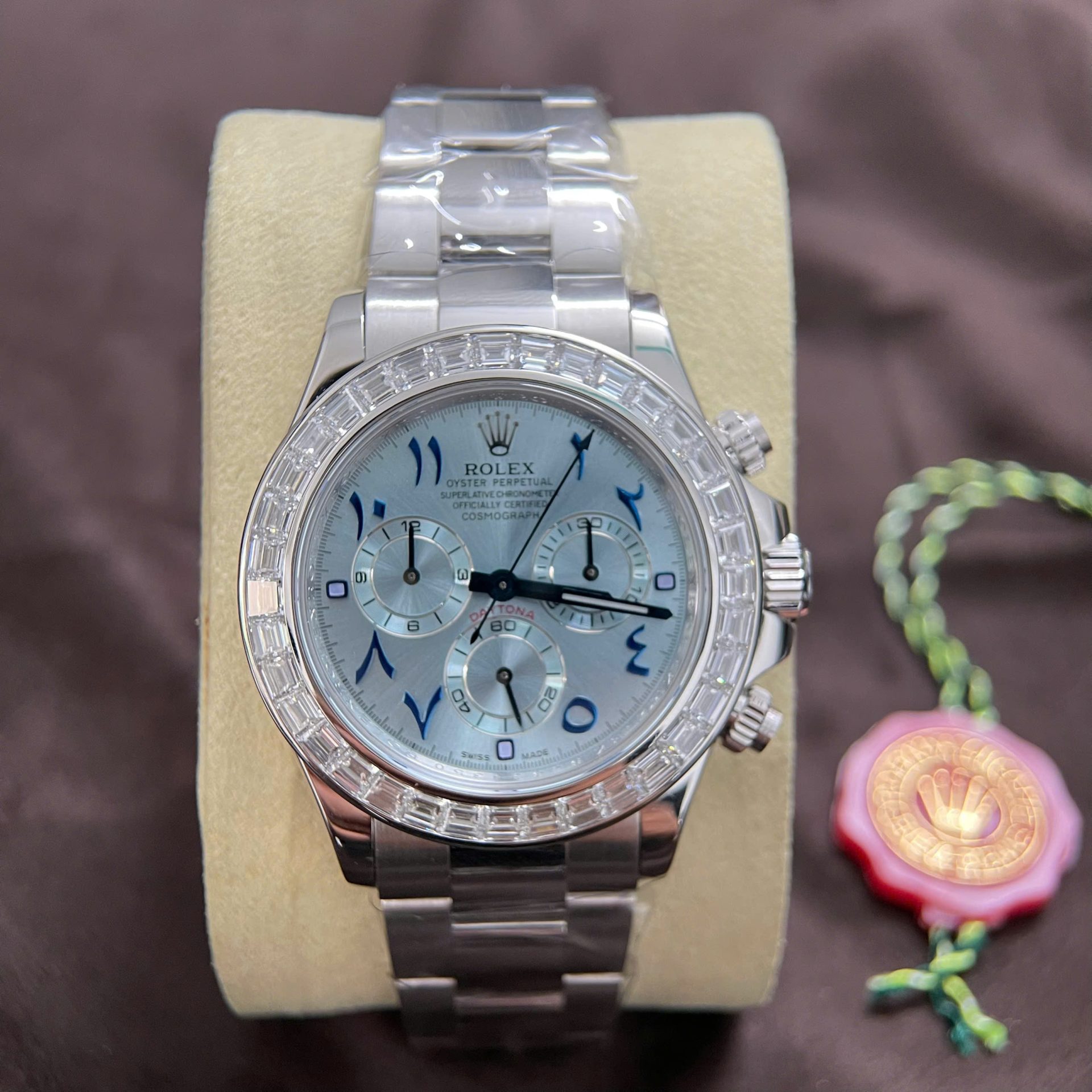Rolex Daytona Replica Watch Custom 18K Solid White Gold Baguette Diamonds 40mm - Elite Watch Atelier