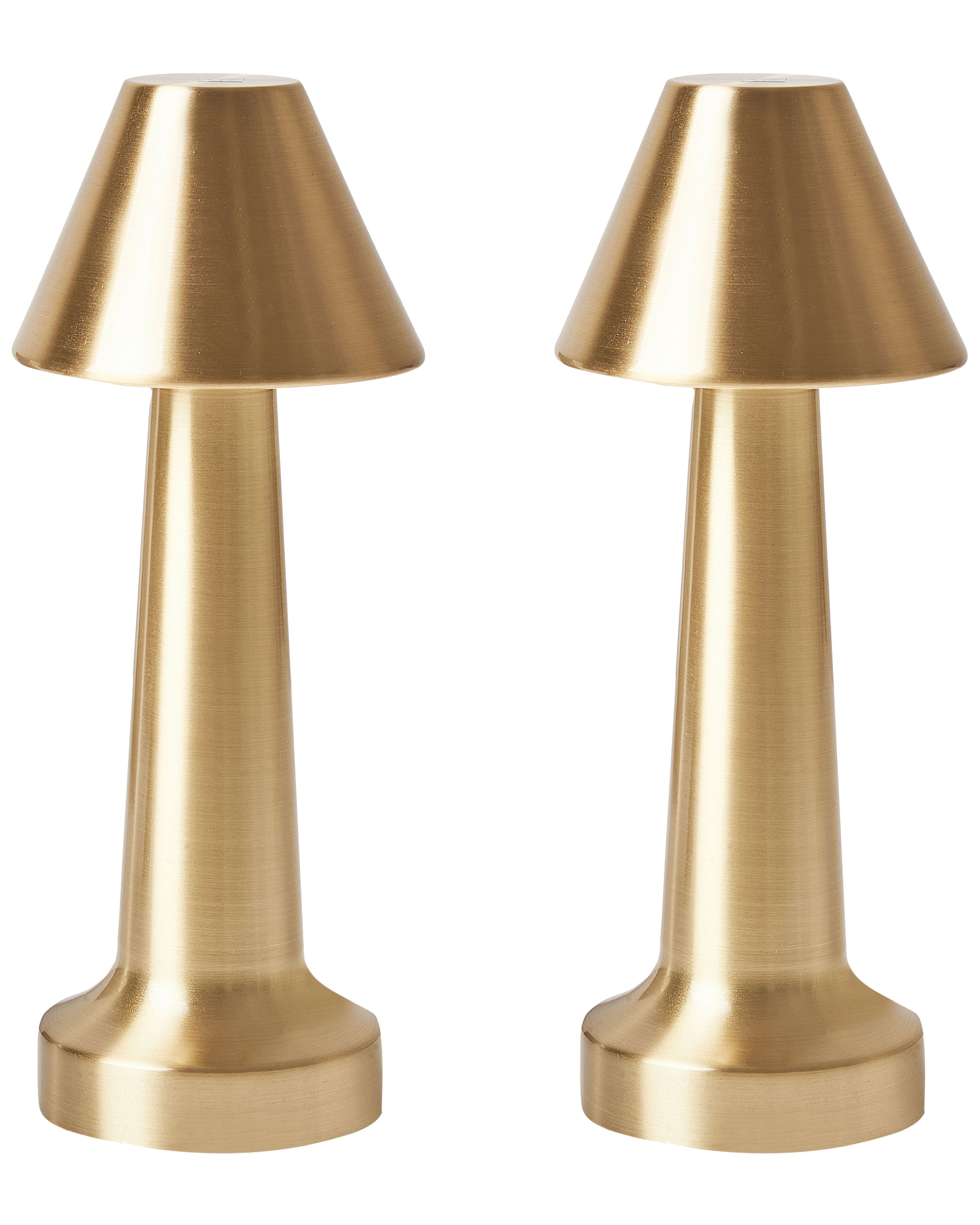 Set of 2 Wireless LED Table Lamp JOANES with Dimmer Metal Gold