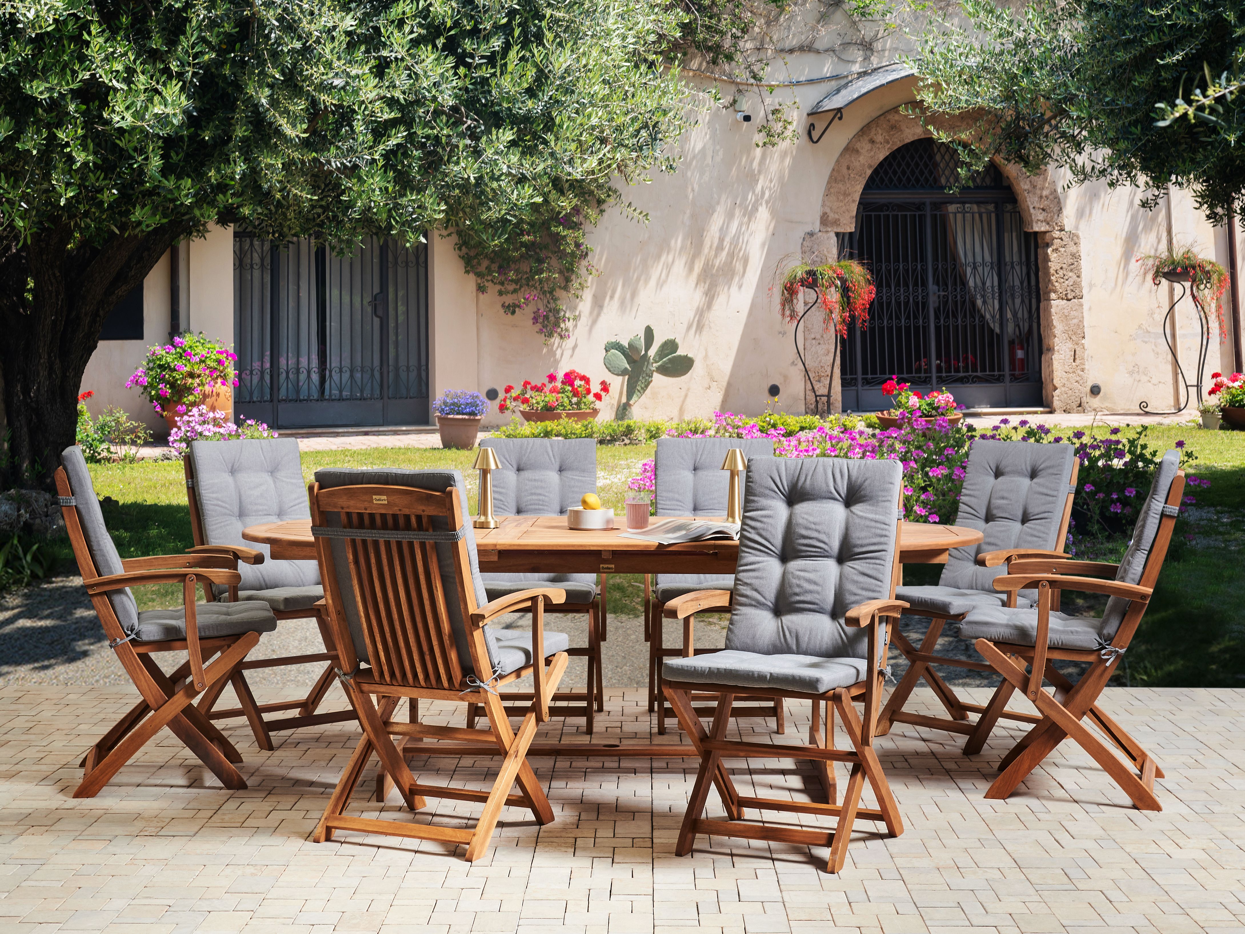 Set of 8 Back/Seat Cushions MAUI PREMIUM Grey Melange