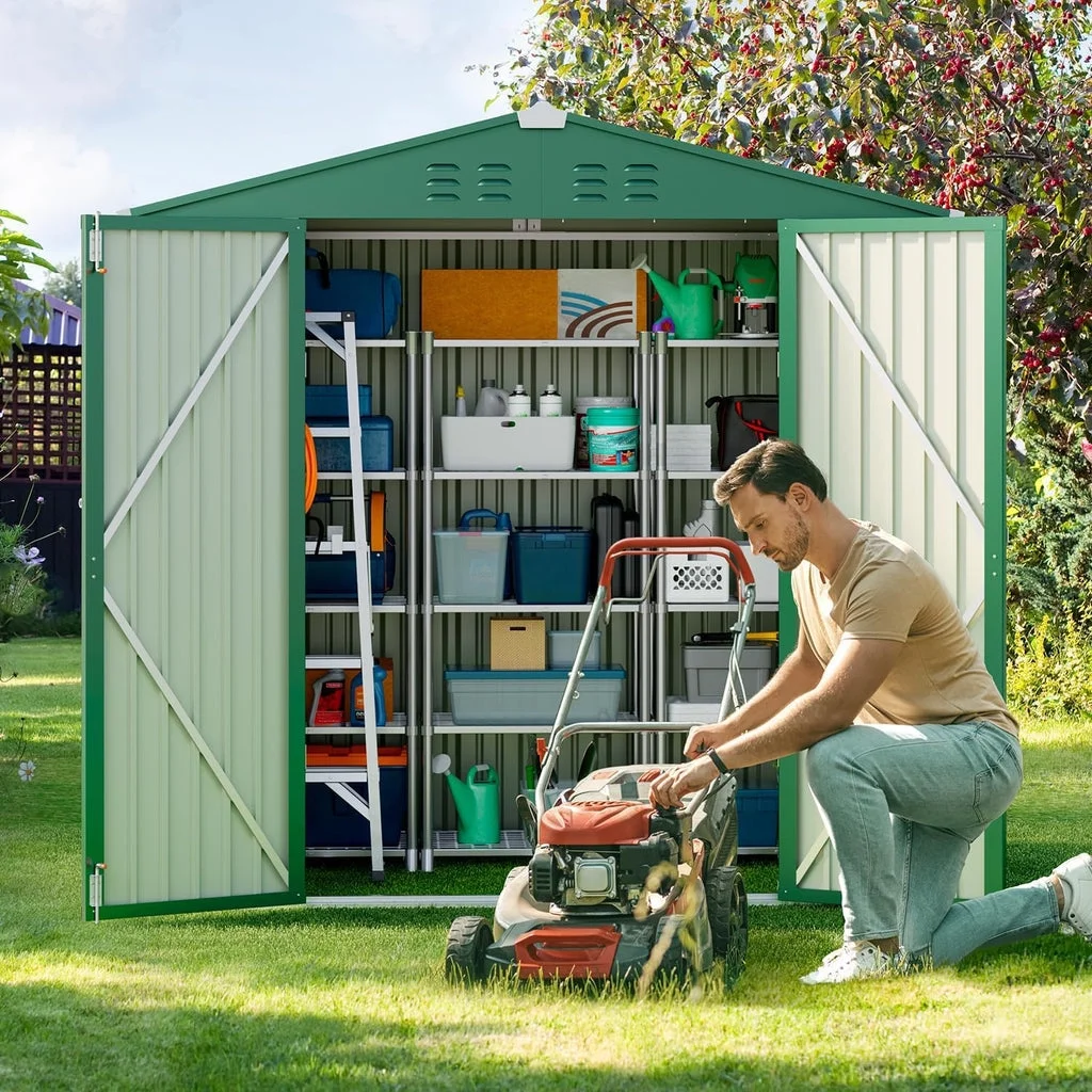 6' x 4' Outdoor Storage Shed on Sale, Aiho Shed & Outdoor Storage Clearance, Metal Storage Shed for Outside, Backyard, Garden & Patio - Dark Gray - Image 13