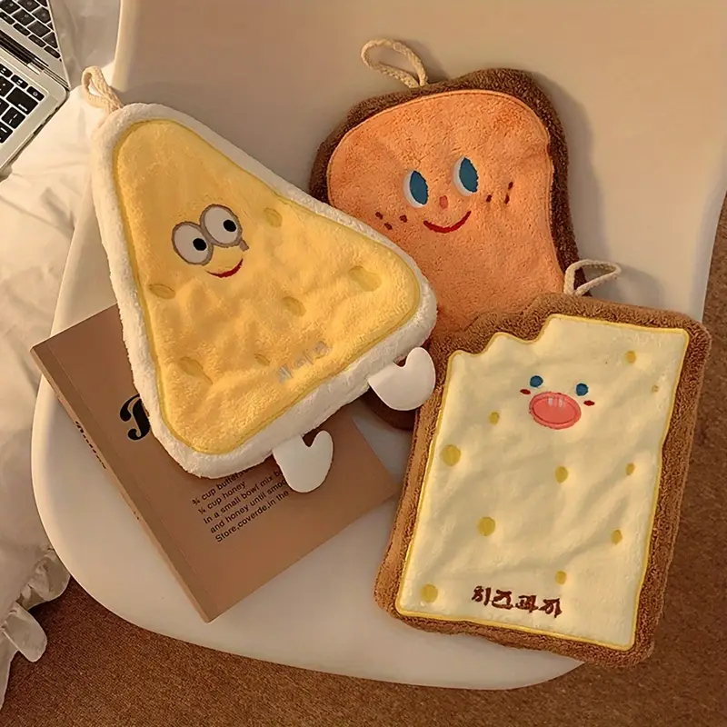 Super Absorbent Quick-Drying Bathroom And Kitchen Towels With Cute Cartoon Patterns And Hanging Rope Design