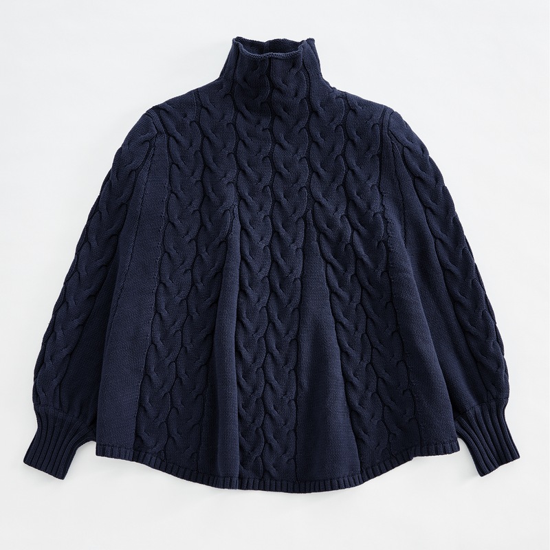 Denise Cable Poncho Sweater - MIDNIGHT VELVET CATALOG