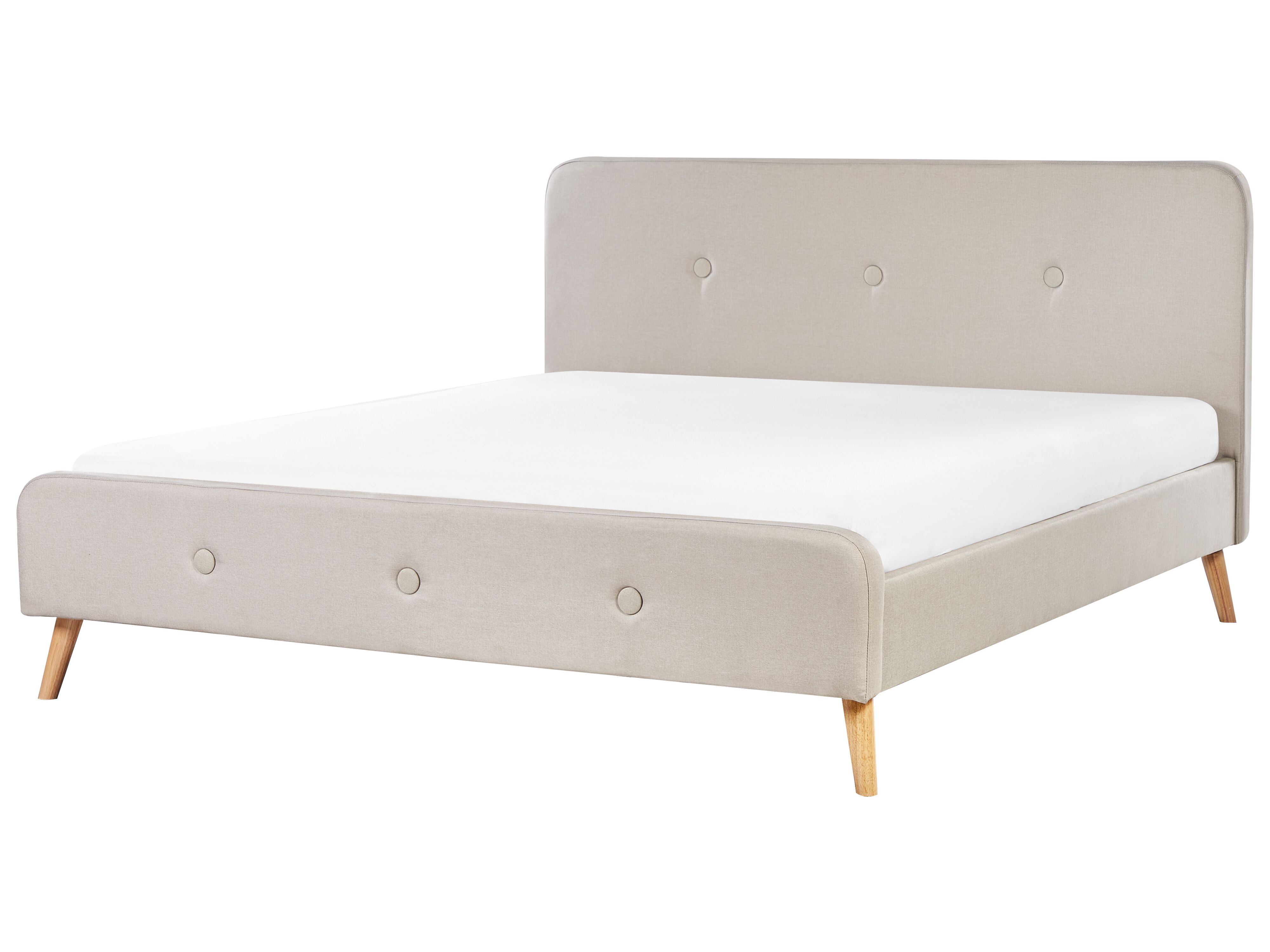 Bed Faux Linen RENNES 180 x 200 cm (EU Super King) Light Beige