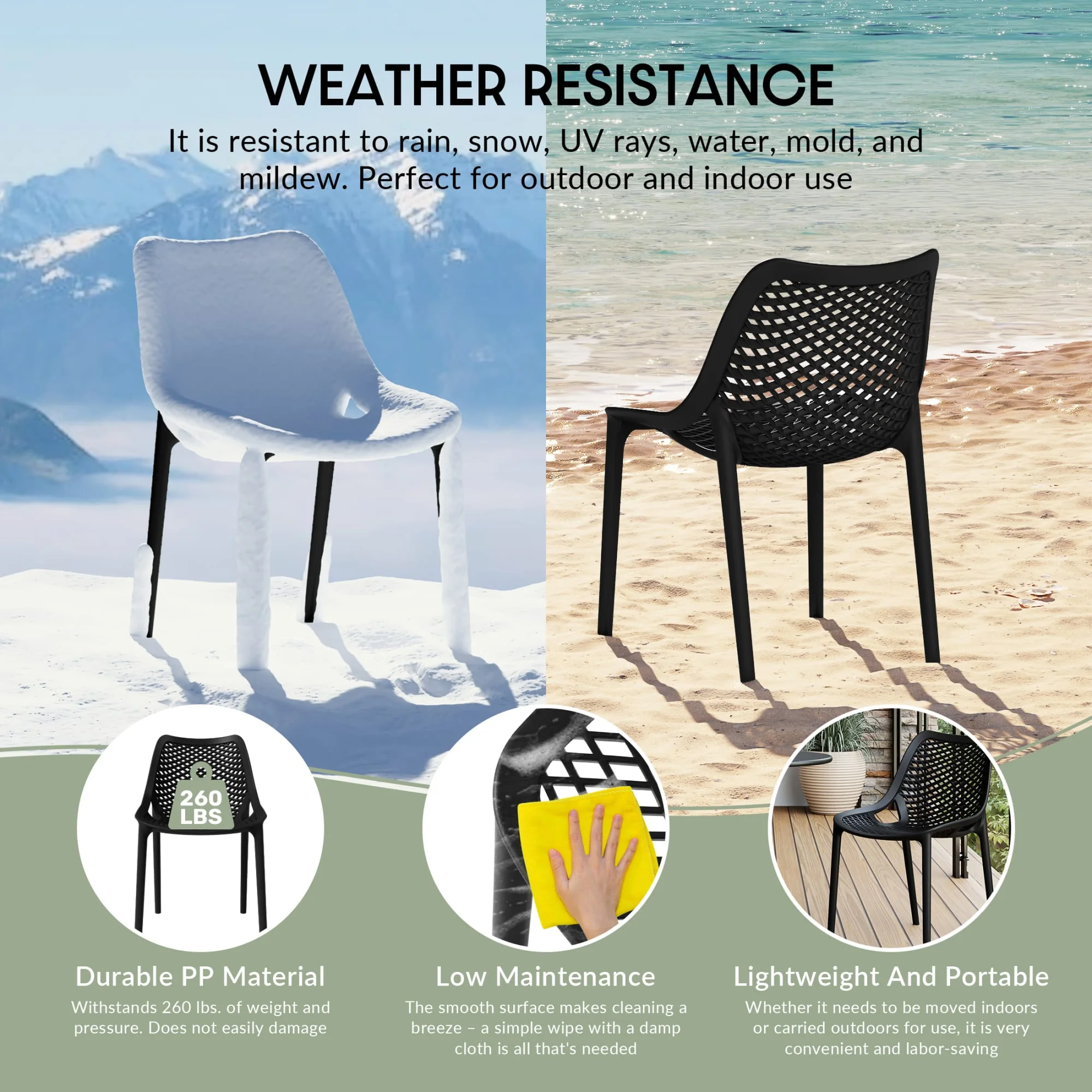 WestinTrends Playa 3-Piece Outdoor Round Metal Dining Table Set And Stackable Resin Patio Dining Side Chairs, Olive Green - Image 41
