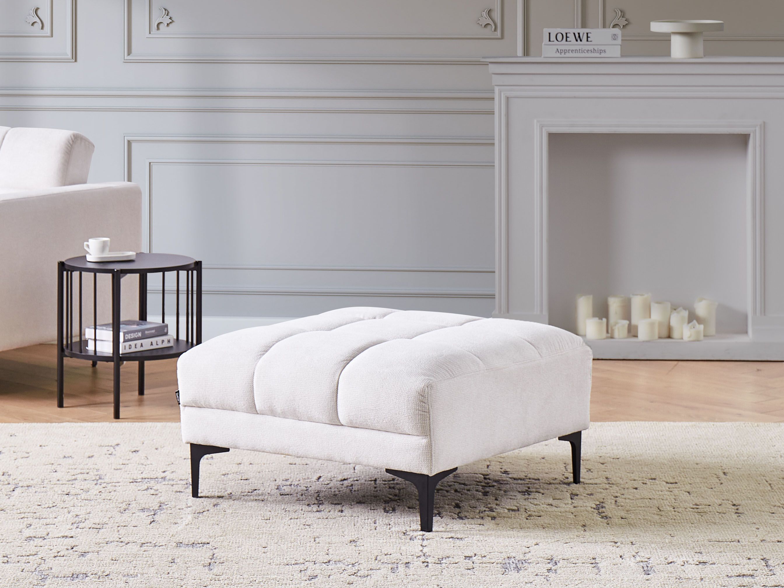 Ottoman ALNES Fabric Off-White
