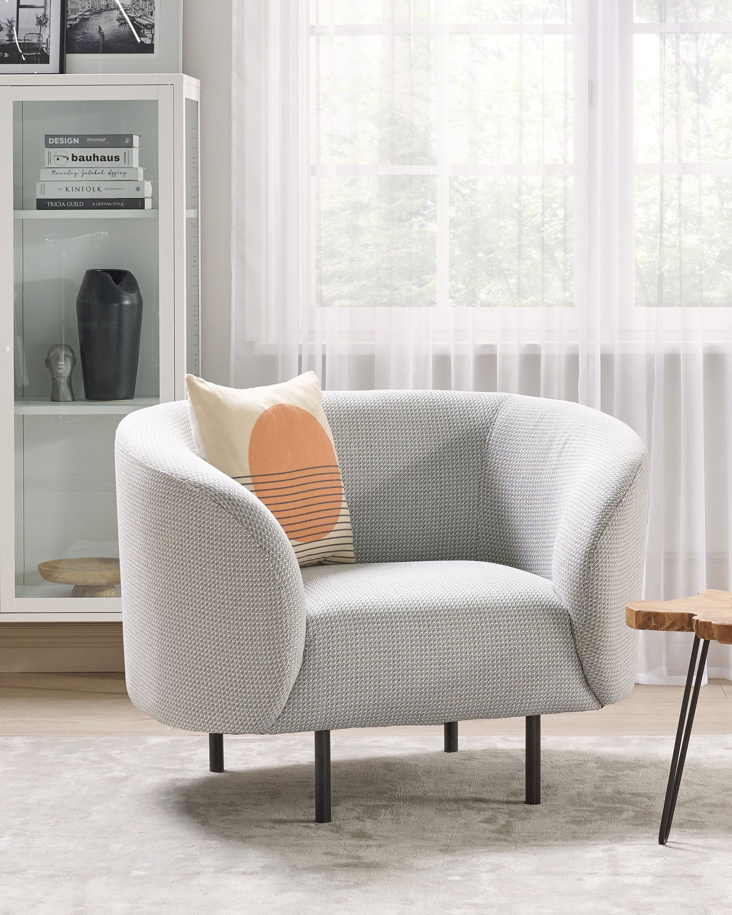 Armchair LOEN Fabric Black/ White