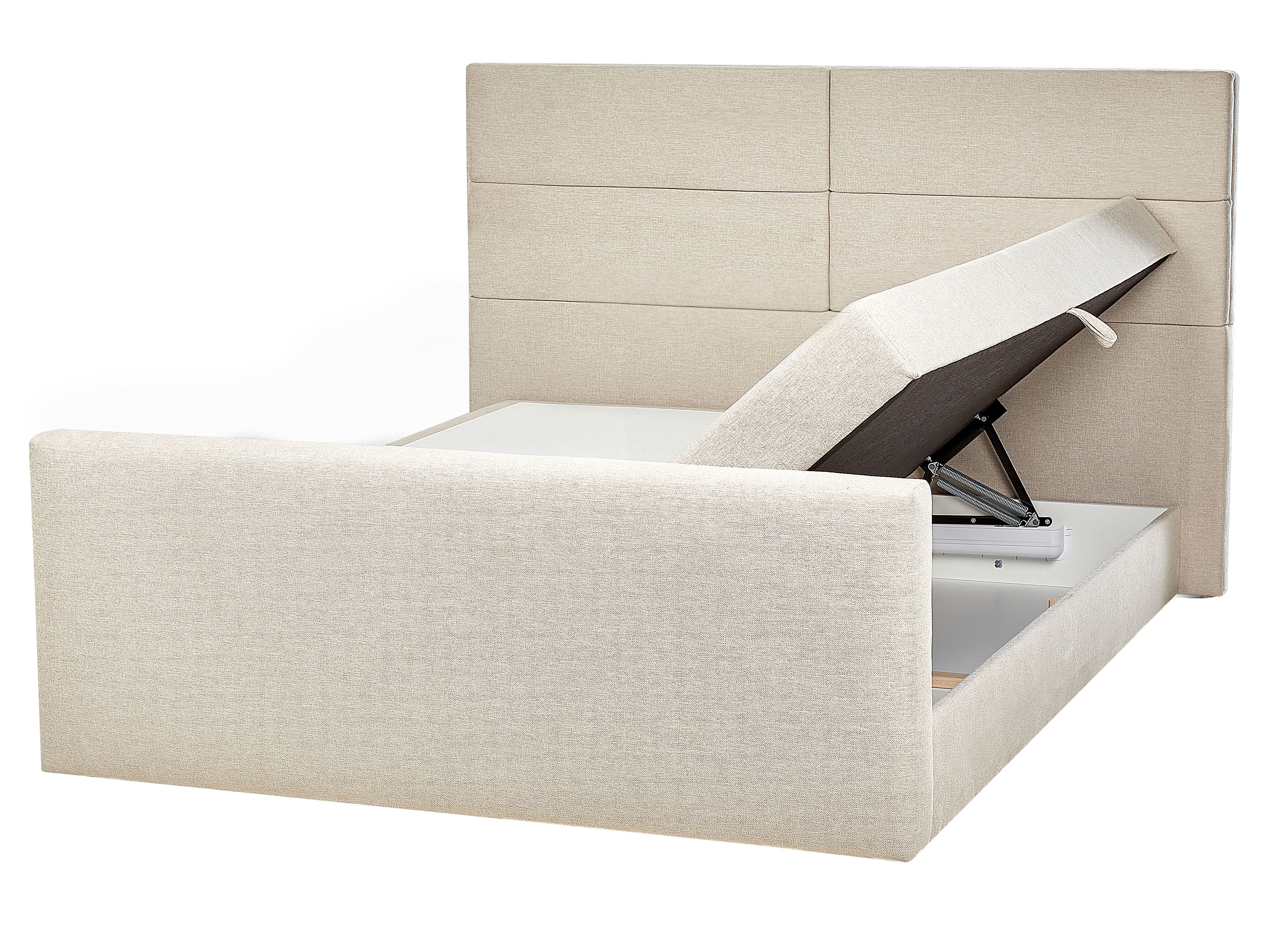 Divan Bed with Storage Fabric ARISTOCRAT 160 x 200 cm (EU King Size) Light Beige
