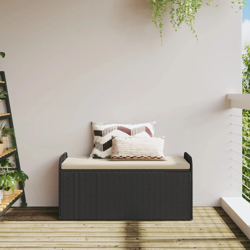 vidaXL Storage Bench with Cushion Outdoor Garden Seat Furniture Poly Rattan - Image 54