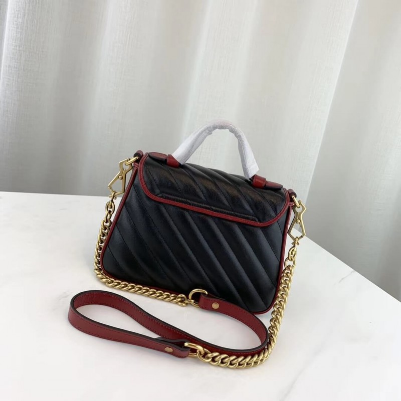 Replica Gucci Gg Marmont Mini Top Handle Bag 583571 Black1:1High-quality replica