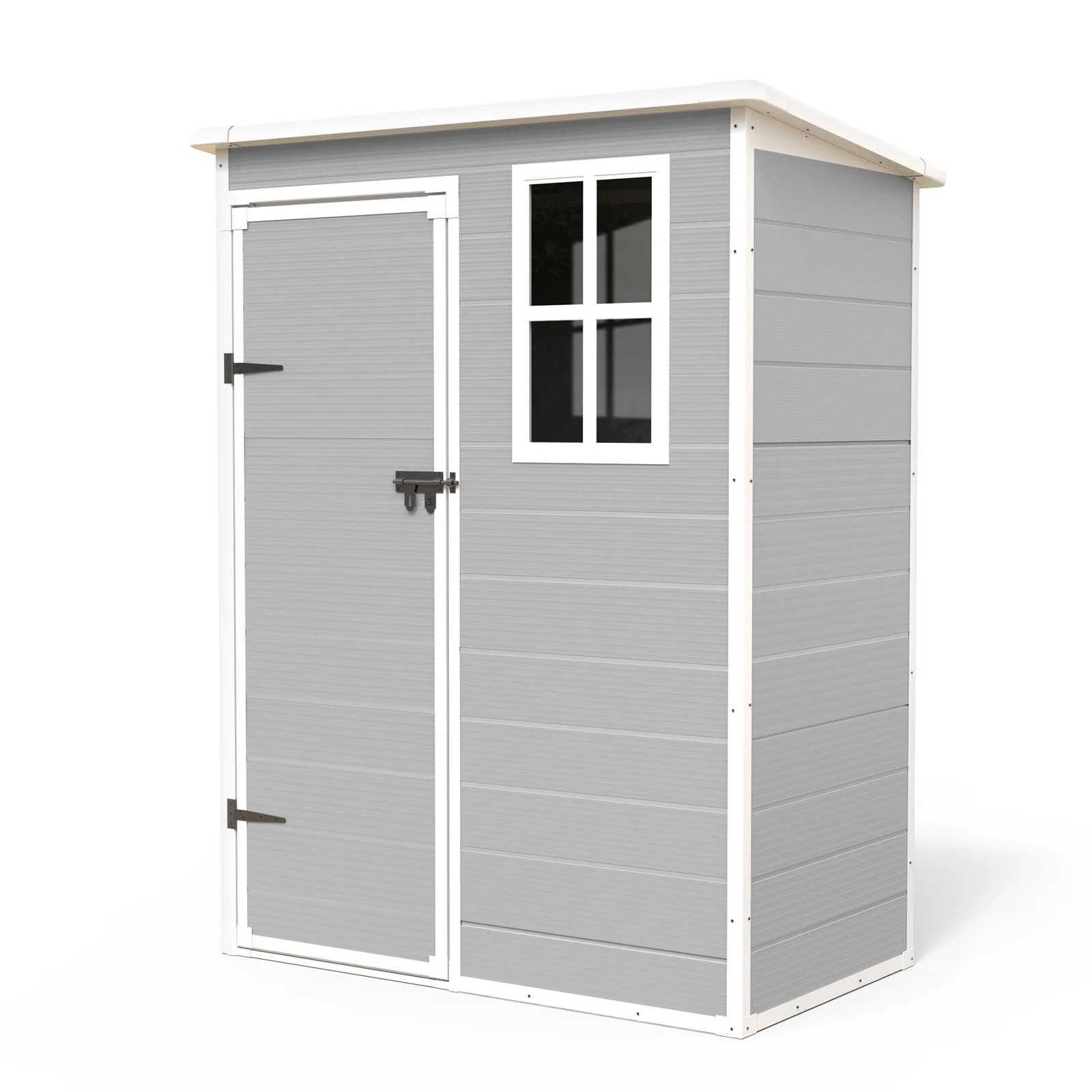 ECOPATIO Outdoor Storage Shed 5x3 FT, Resin Garden Shed for Bike, Tool, Plastic Outside Sheds & Outdoor Storage Storage Box with Lockable Door for Backyard, Patio, Lawn, Sandstone - Image 2