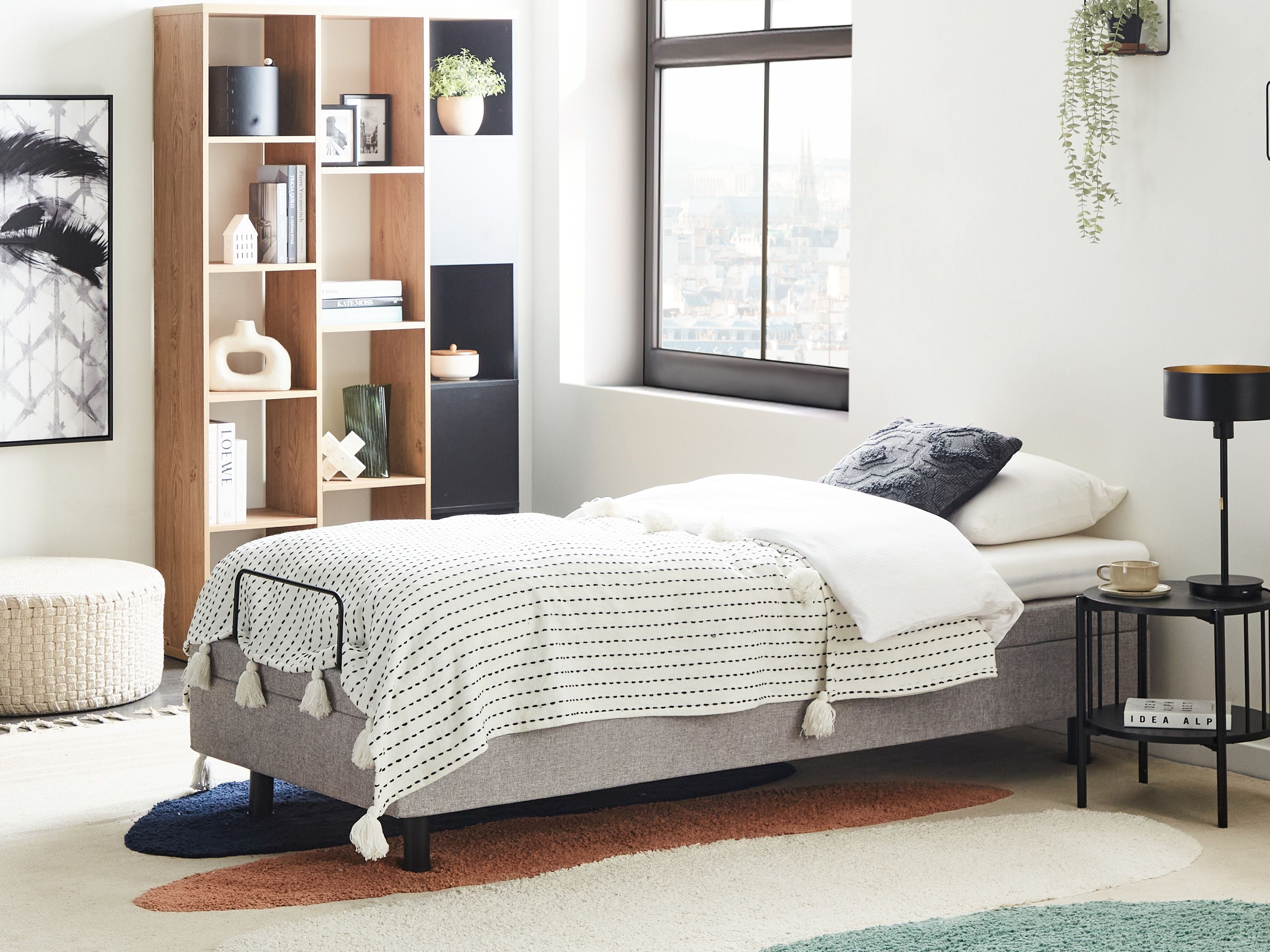 Adjustable Bed without Headboard Fabric CASTELLAN 80 x 200 cm (EU Small Single) Light Grey