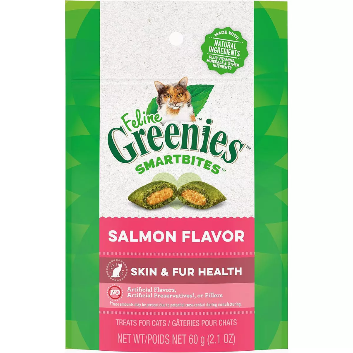 Greenies SmartBites Salmon 2.1 Oz. Skin & Fur Health Cat Treats