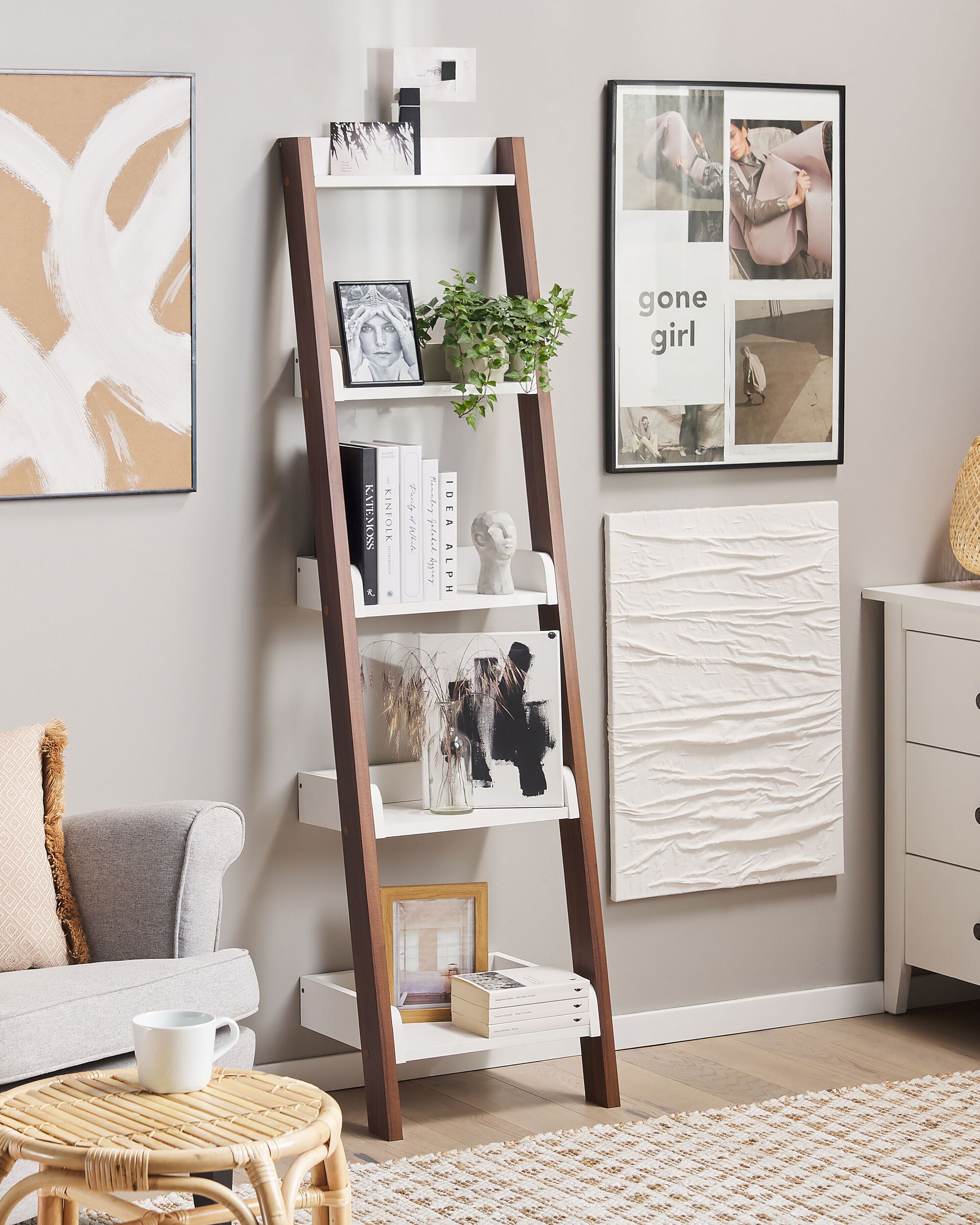 5 Tier Shelving Unit MOBILE DUO 166 cm Brown/ White