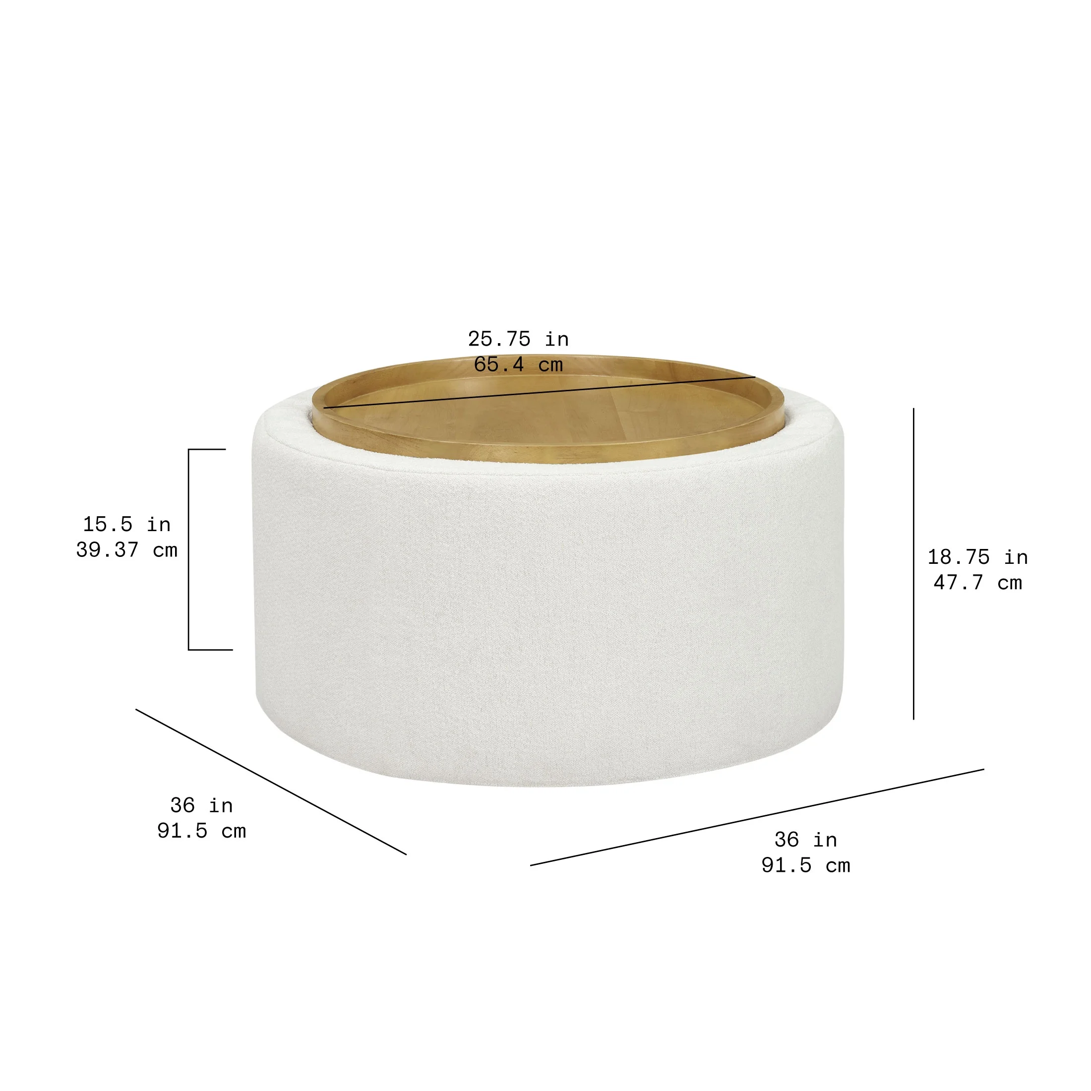 Beautiful Drew Stowaway Coffee Table with Storage by Drew Barrymore, Cream - Image 8