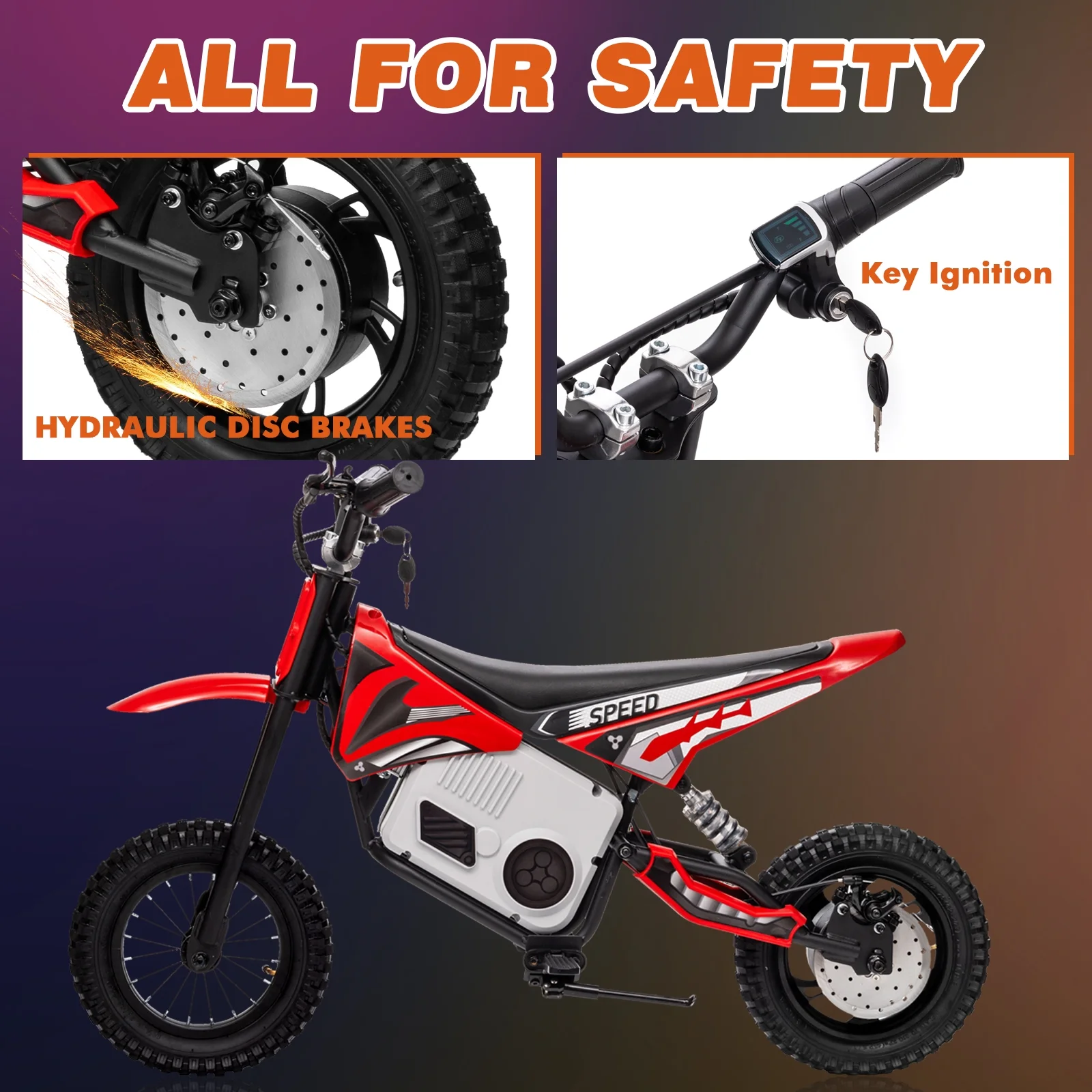 Kerry Yoo C11 36V Electric Dirt Bike for Kids 8-14, 350W Ride on Motorcycle, Electric Motorbike Teens,16 mph, High/Low Speeds-Red - Image 4