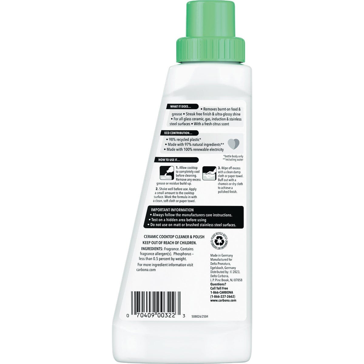 Carbona 16.8 Oz. Ceramic Cooktop Cleaner & Polish