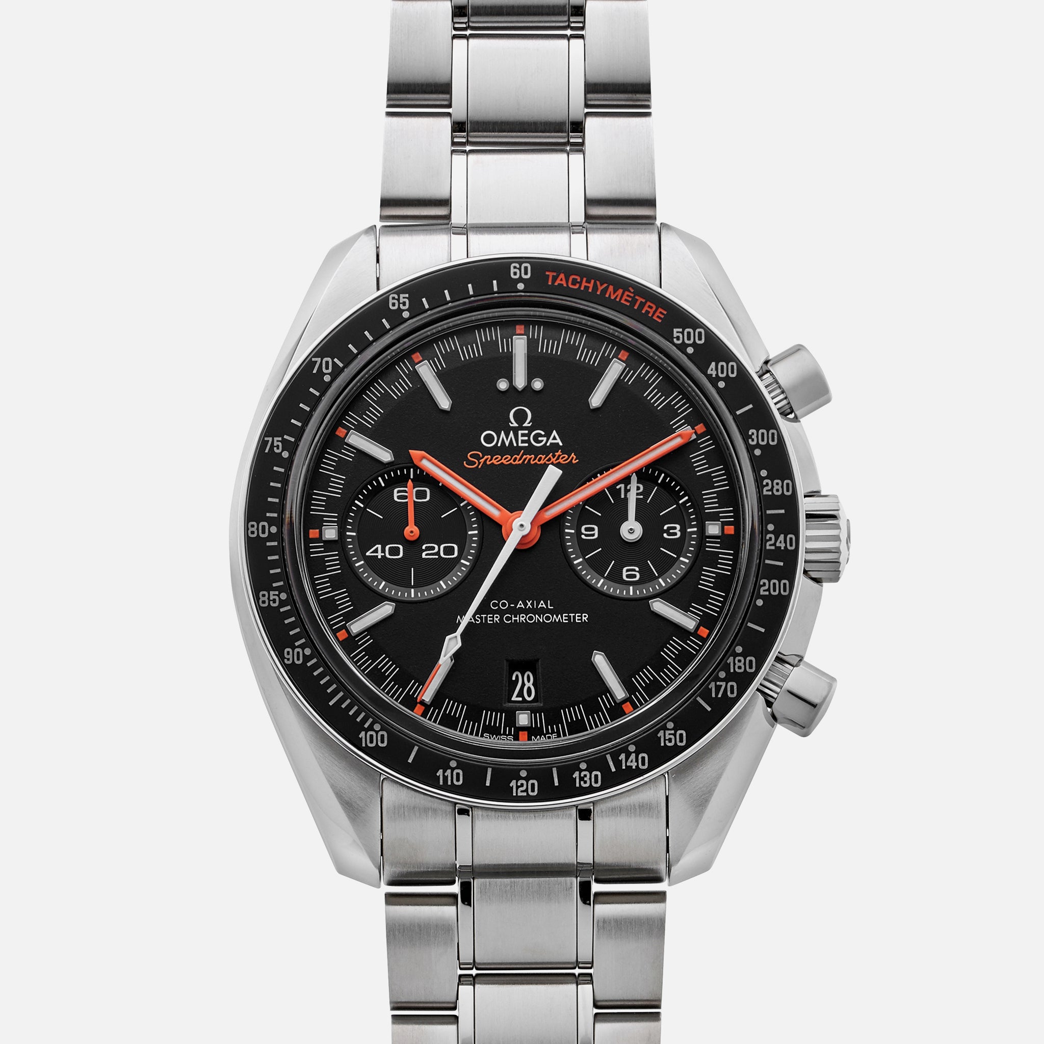 Speedmaster Racing Co-Axial Master Chronometer Chronograph 44.25mm Black Dial With Orange Accents On Bracelet(1:1 replica) - Top club