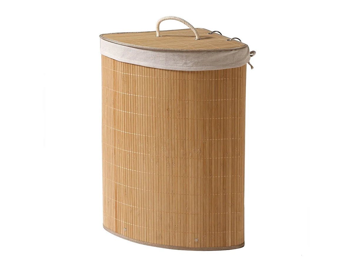 Panier à linge d'angle en bambou - H60 cm