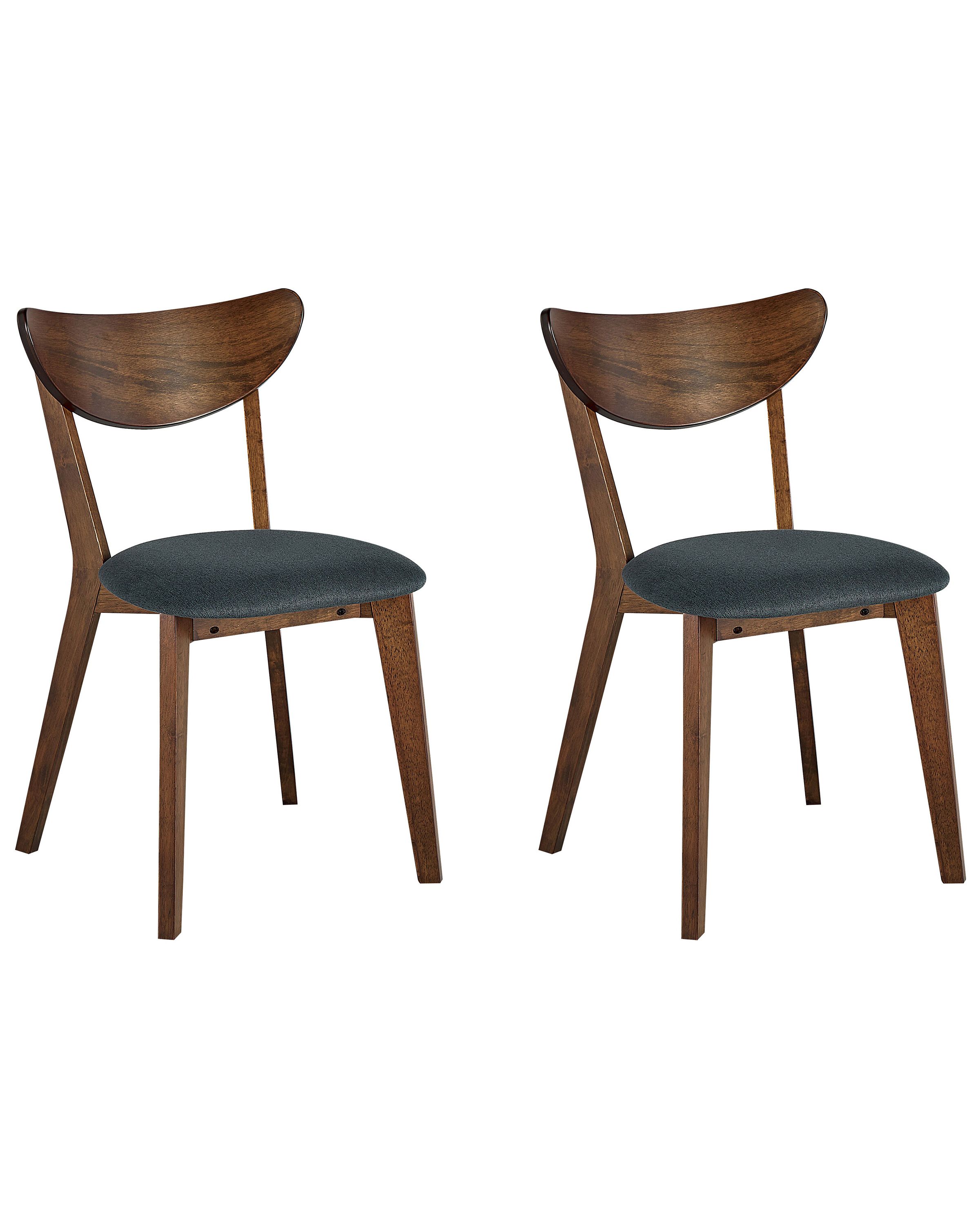 Set of 2 Dining Chairs ERIE Wood Dark Brown/ Grey