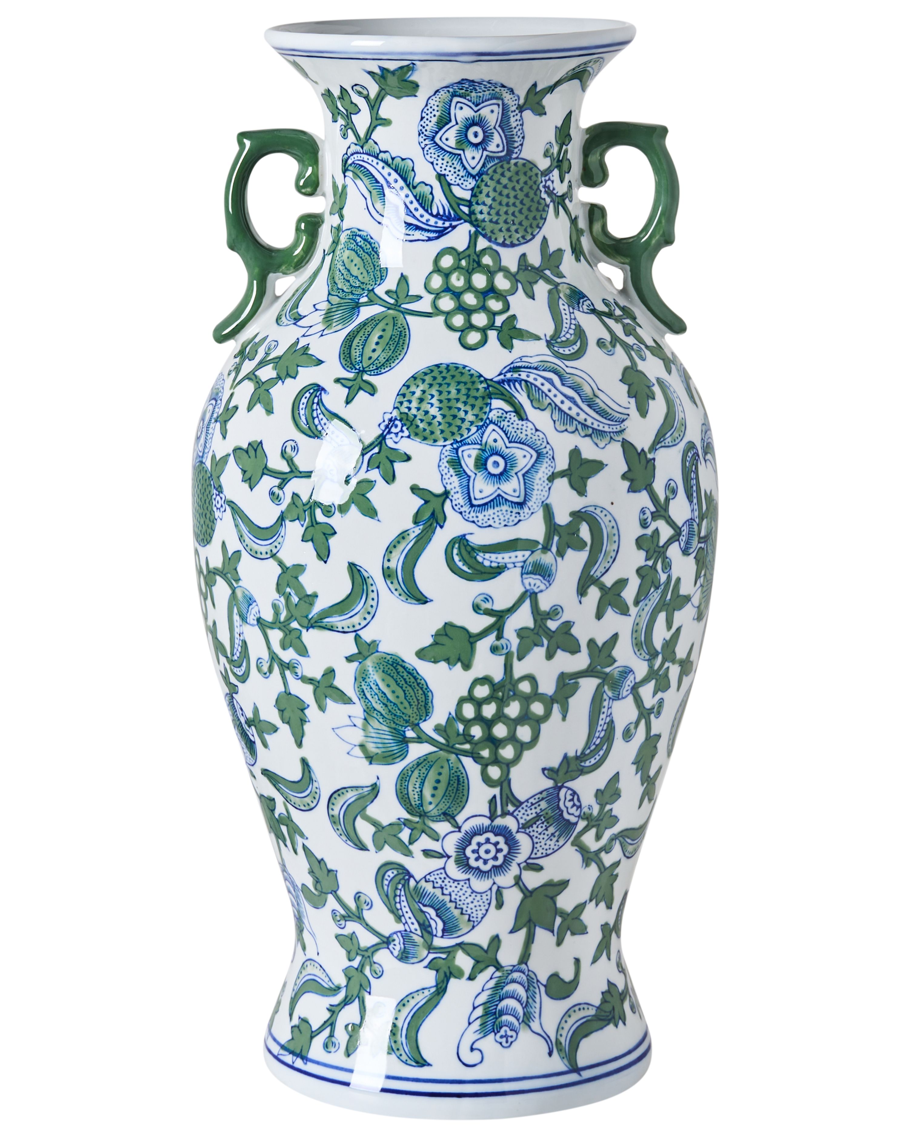 Flower Vase SEGOWIA Porcelain 47 cm White/ Blue