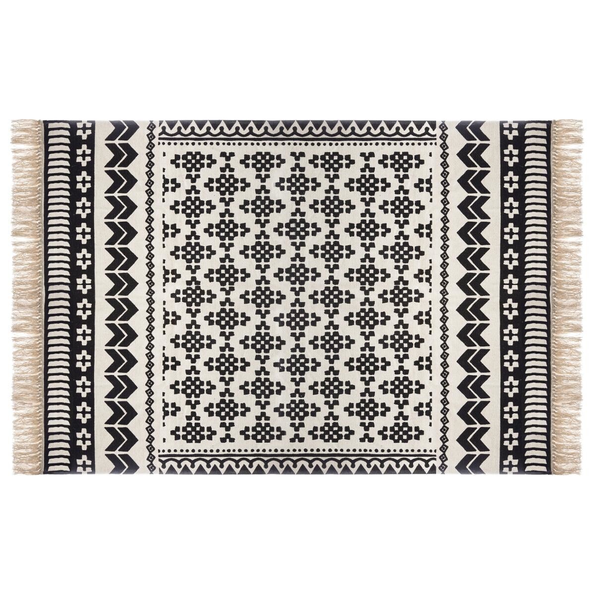 Rug "Delhi", cotton Black and white, 120x170 cm