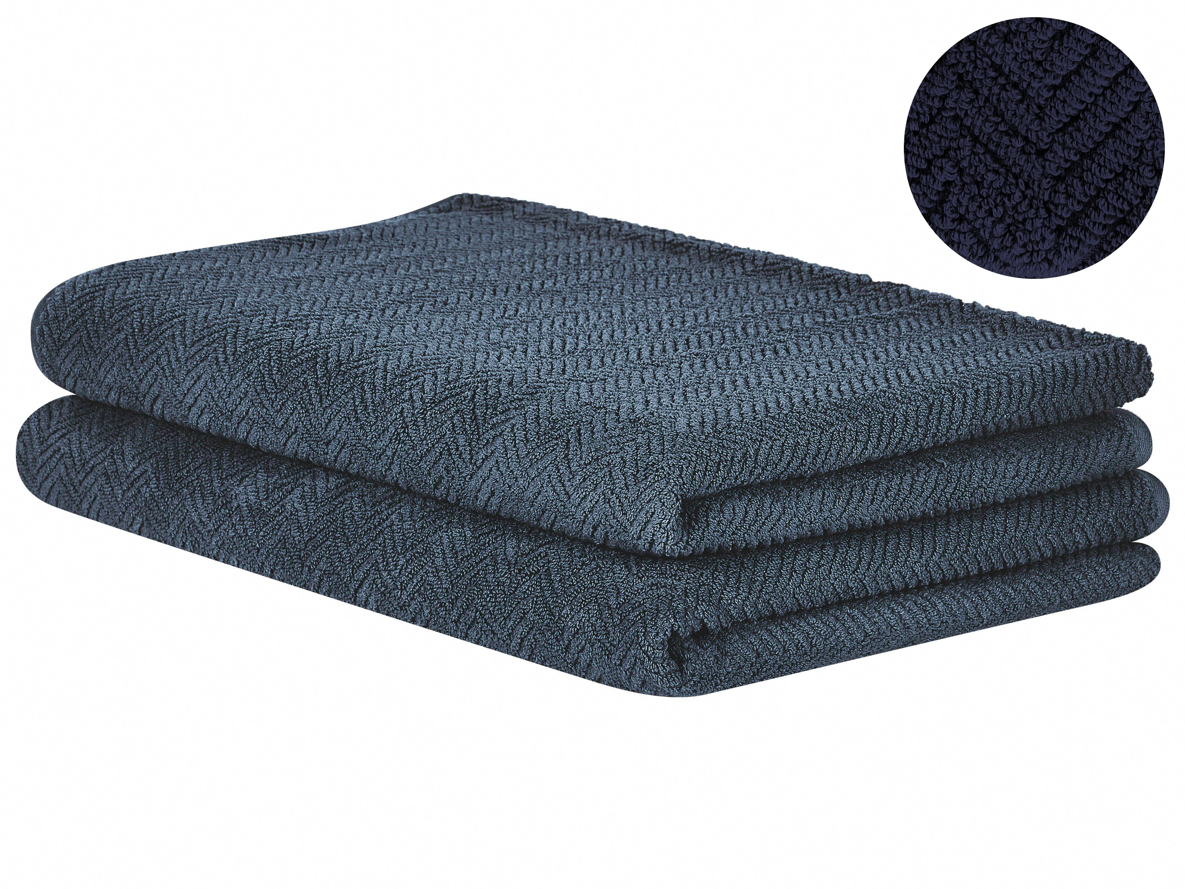 Set of 2 Towels MITIARO Terry Cotton Dark Blue