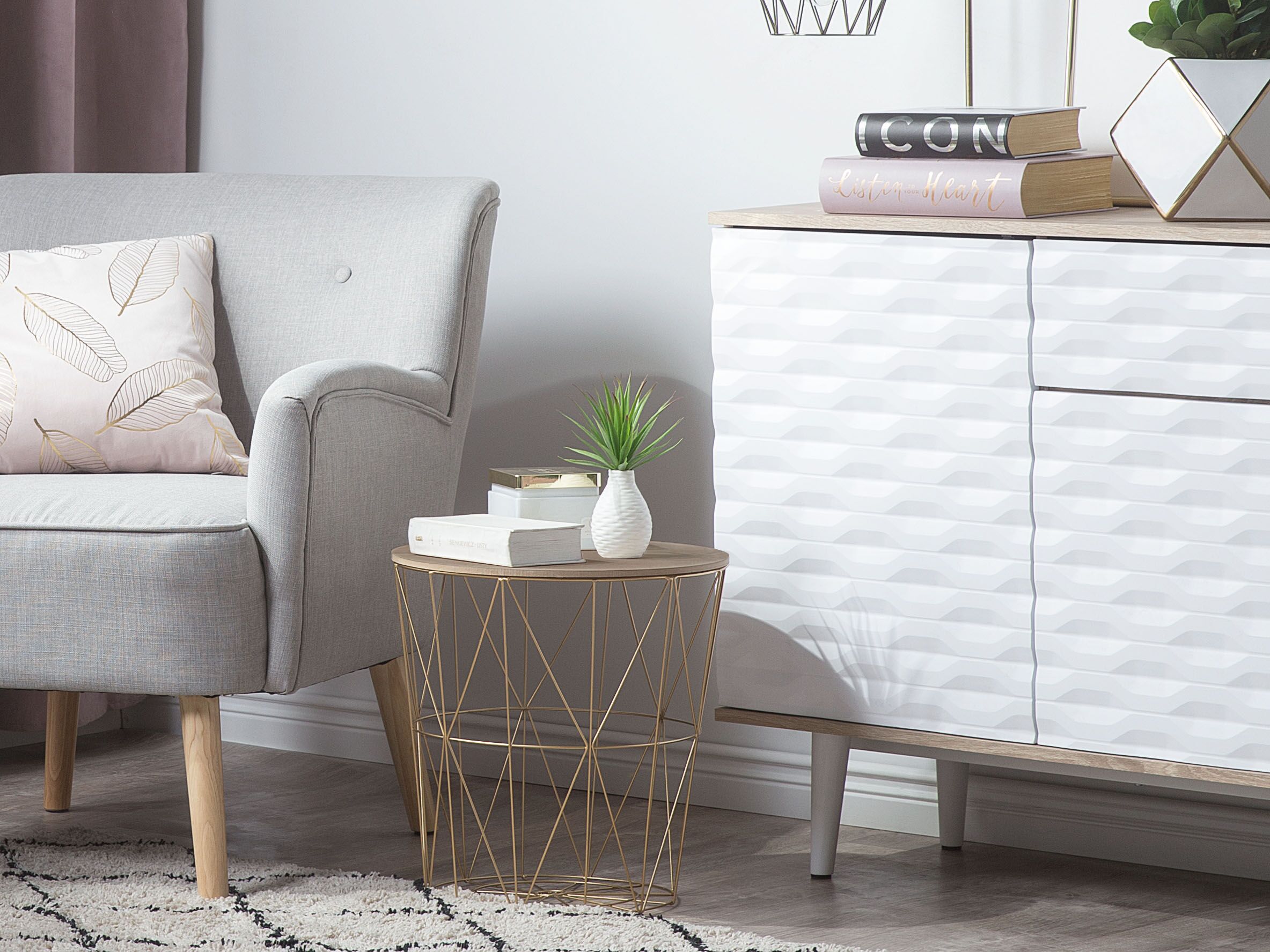 Side Table LANARK Gold with Storage